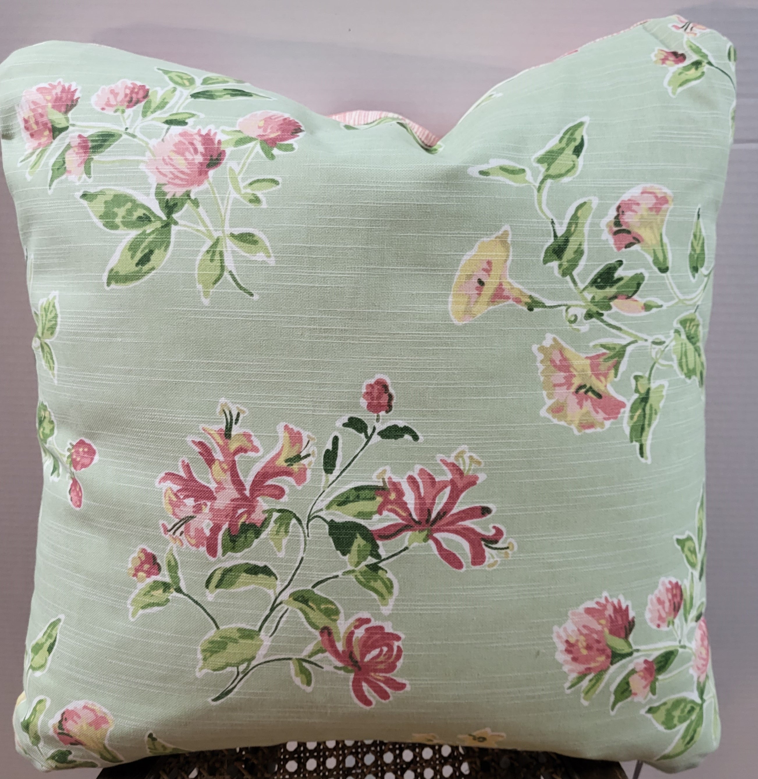 Veranda Designer Reversible Outdoor Cushion - Green Strawberry Pattern - 22x22 Inches - Perfect for Patio Furniture, Garden Chairs & Porch Decor (2 in Stock)