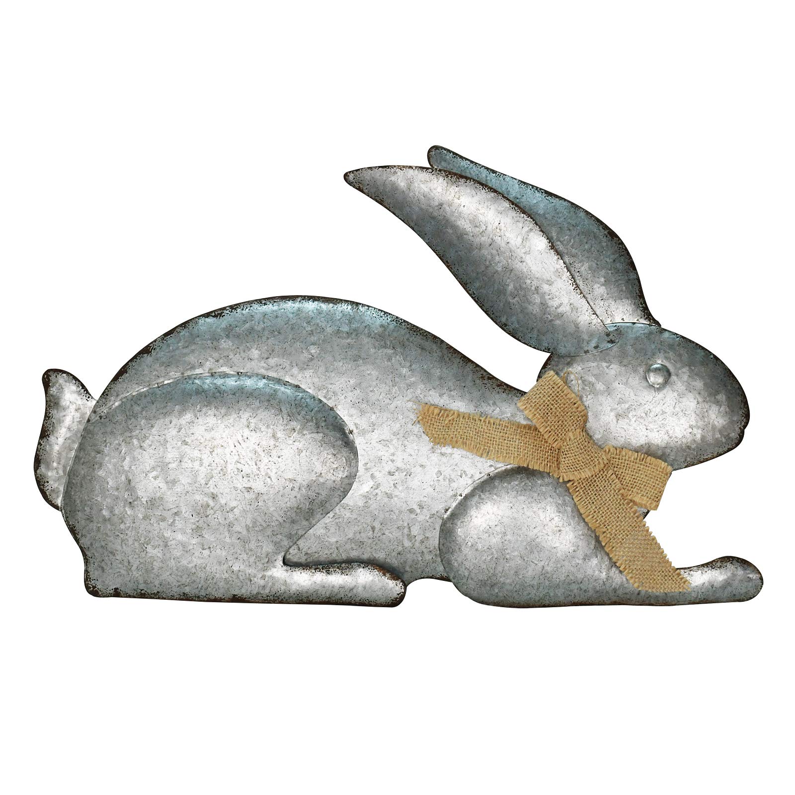 Galvanized Metal Easter Bunny Decor - 18x11.6 Inch Indoor/Outdoor Standing Rabbit Statue for Spring Yard & Garden Decoration - Perfect for Easter Home Decor, Front Porch Display, and Seasonal Lawn Ornaments