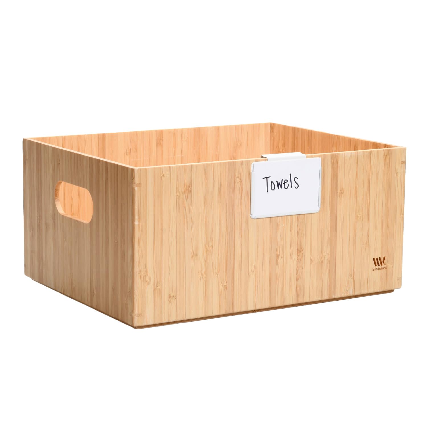 MobileVision Bamboo Storage Box - 14”x11”x6.5” Durable Organizer Bin with Handles, Stackable for Toys, Bedding, Clothes & Baby Essentials | Perfect for Nursery, Closet, Office & Craft Room Organization