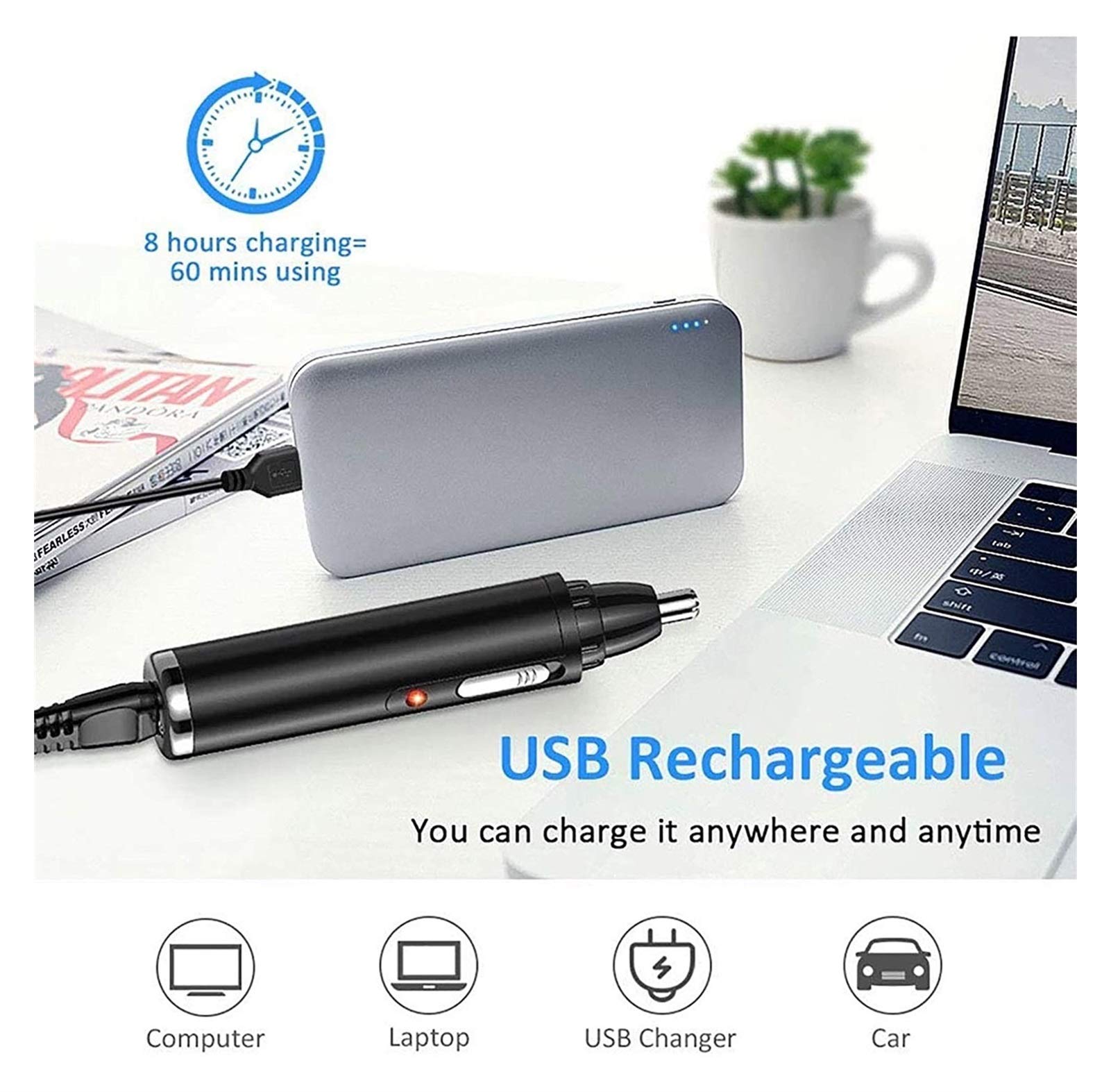 Painless Electric Nose Hair Trimmer for Men & Women - Waterproof Dual Edge Blades for Easy Cleaning - Perfect for Travel, Grooming & Personal Care
