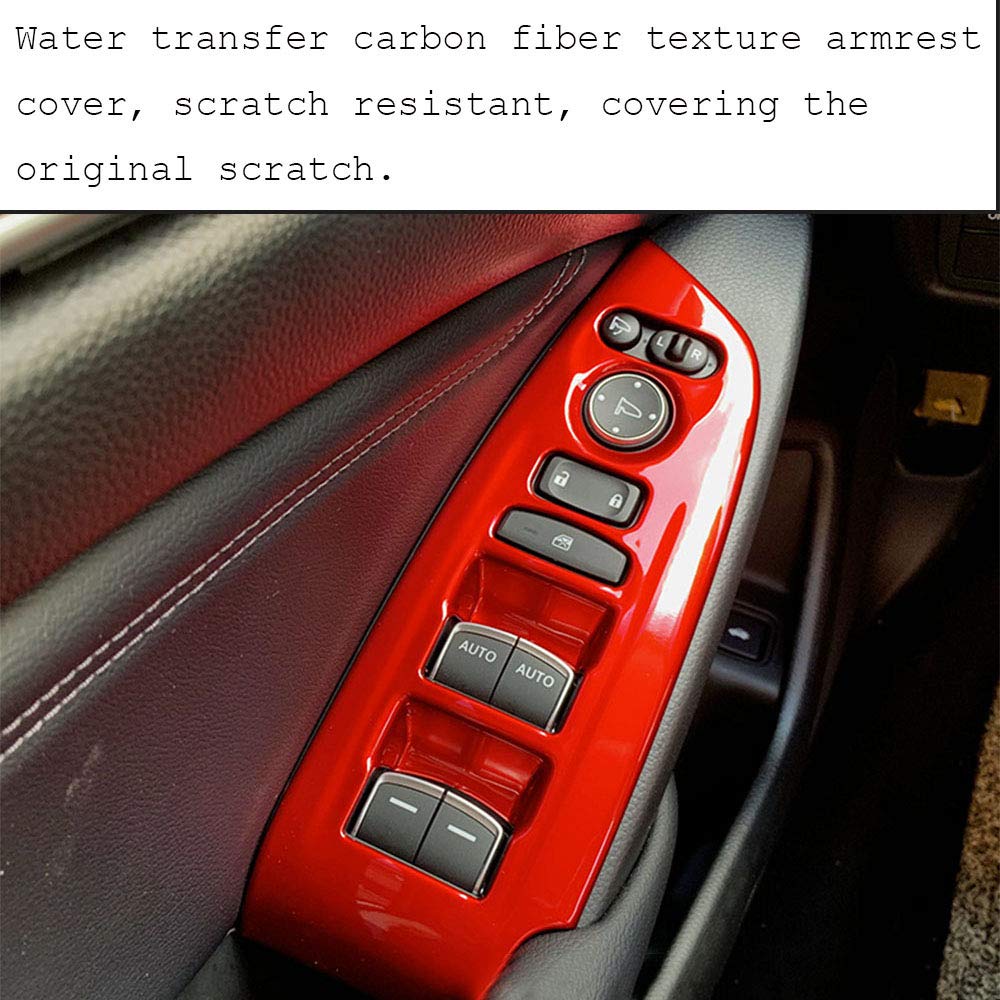 ABS Engineering Plastic Car Door Lock Panel Cover Trim Accessories for Honda 10th Gen Accord 2018-2020 - Red | Window Lift Control Switch & Armrest Upgrade | Perfect for DIY Repair & Interior Customization