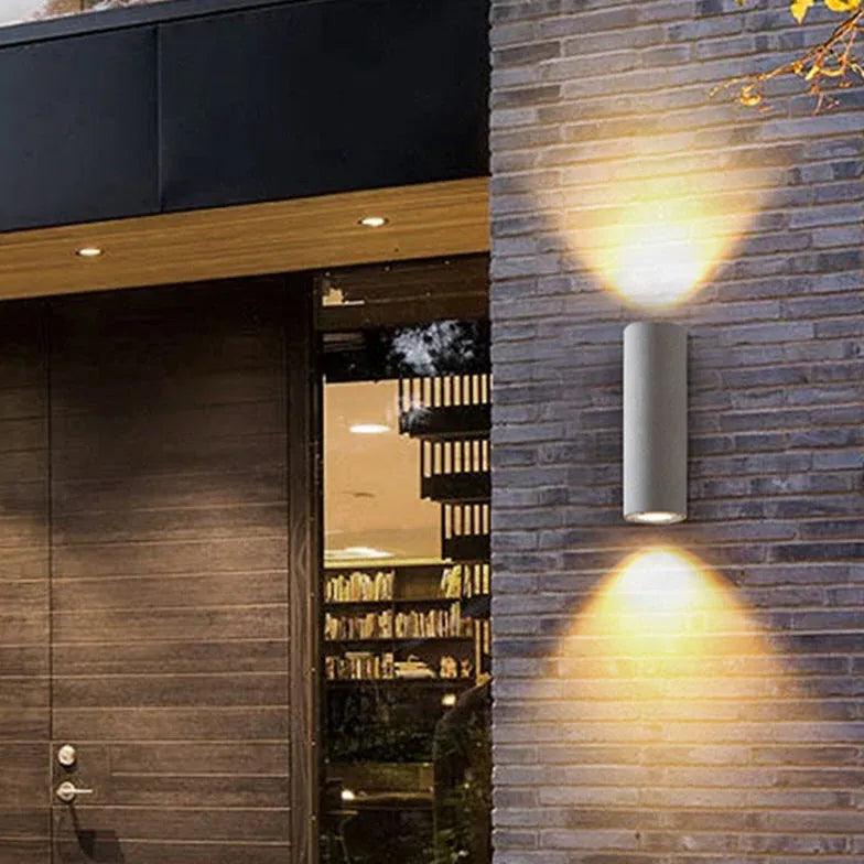 Textured Cylinder Outdoor Wall Lights - Up and Down Lighting for Patio, Garden, and Exterior Decor | Weatherproof & Modern Design