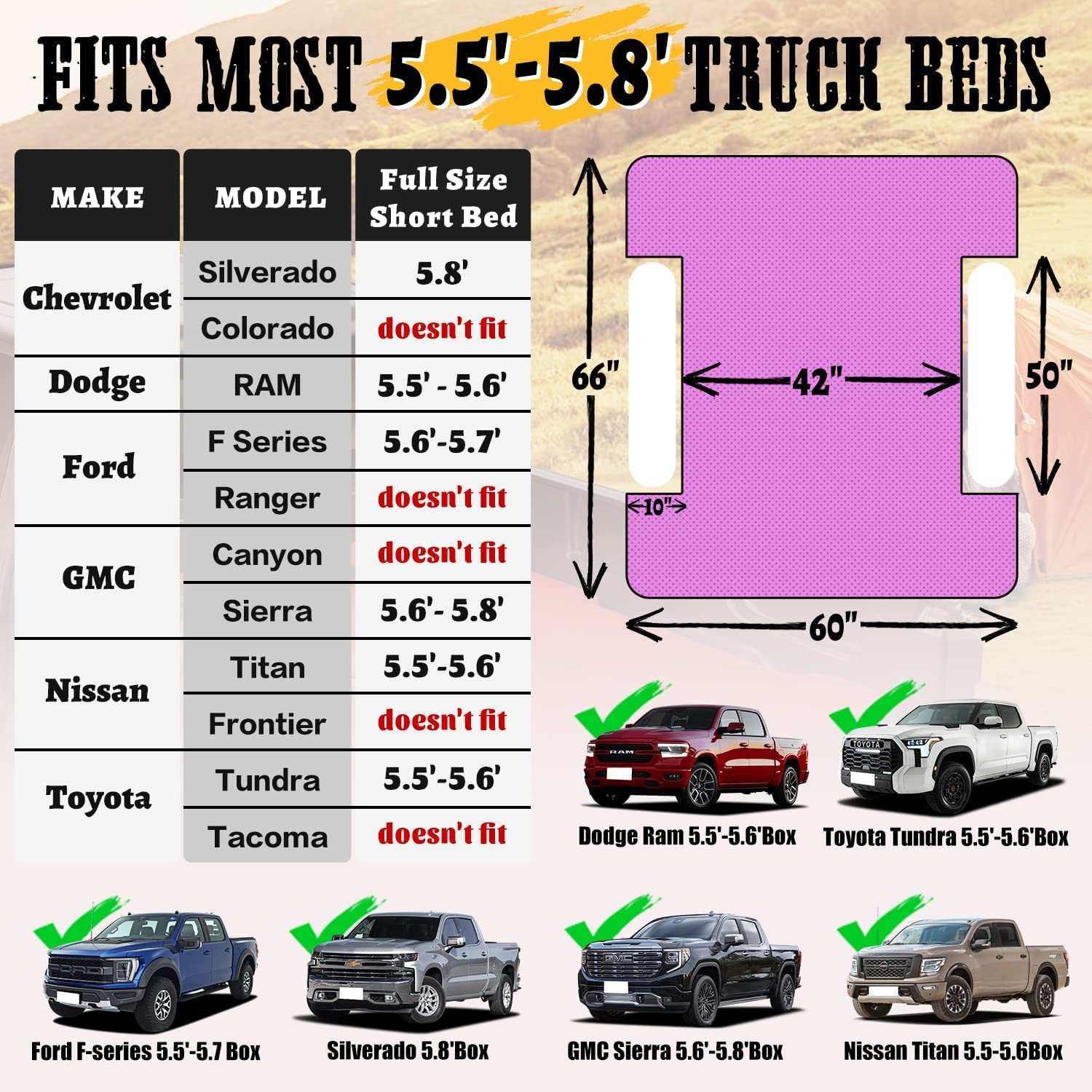 **Umbrauto Truck Bed Air Mattress - Inflatable Mattress for 5.5-5.8Ft Short Truck Beds | Includes Pump & Carry Bag | Perfect for Camping, Road Trips & Outdoor Adventures**