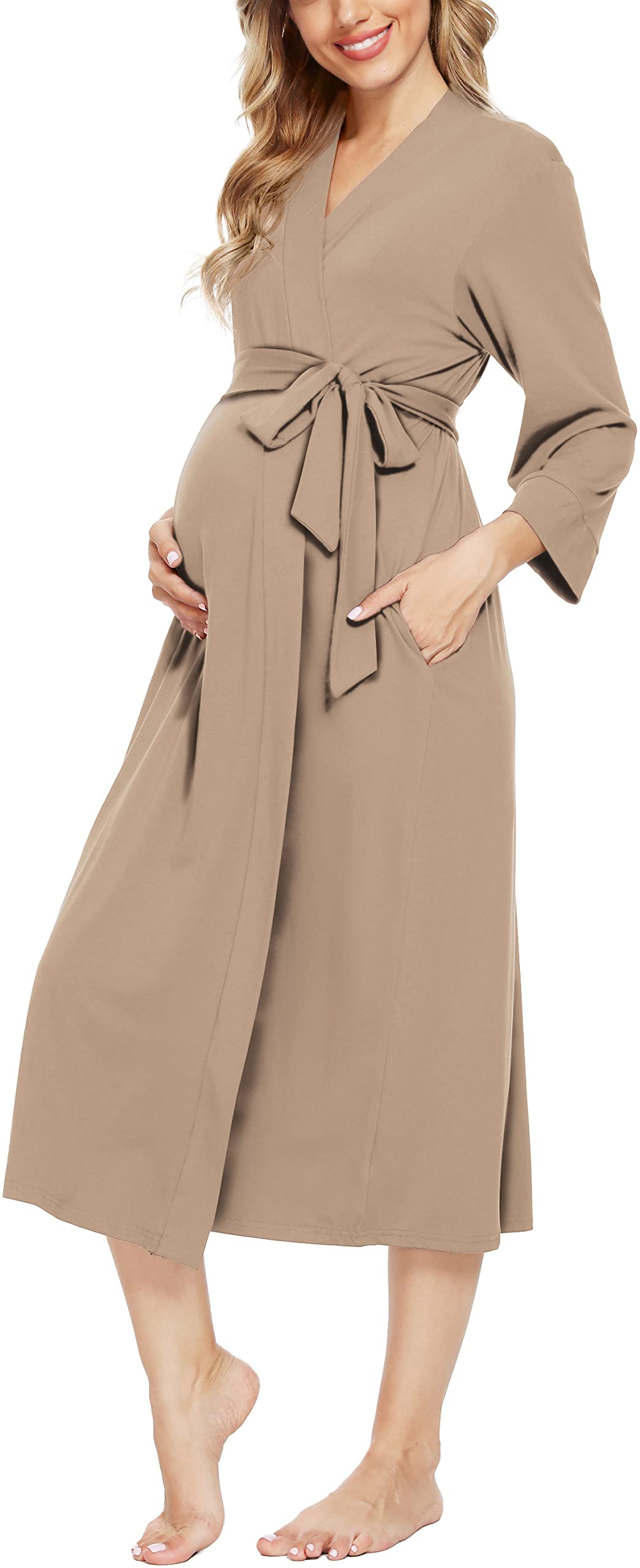 Xpenyo Women's Maternity Nightgown - Soft Nursing Sleepwear for Pregnancy, Labor & Hospital - Comfortable Breastfeeding Robe for New Moms (Perfect for Postpartum Recovery & Nighttime Nursing)