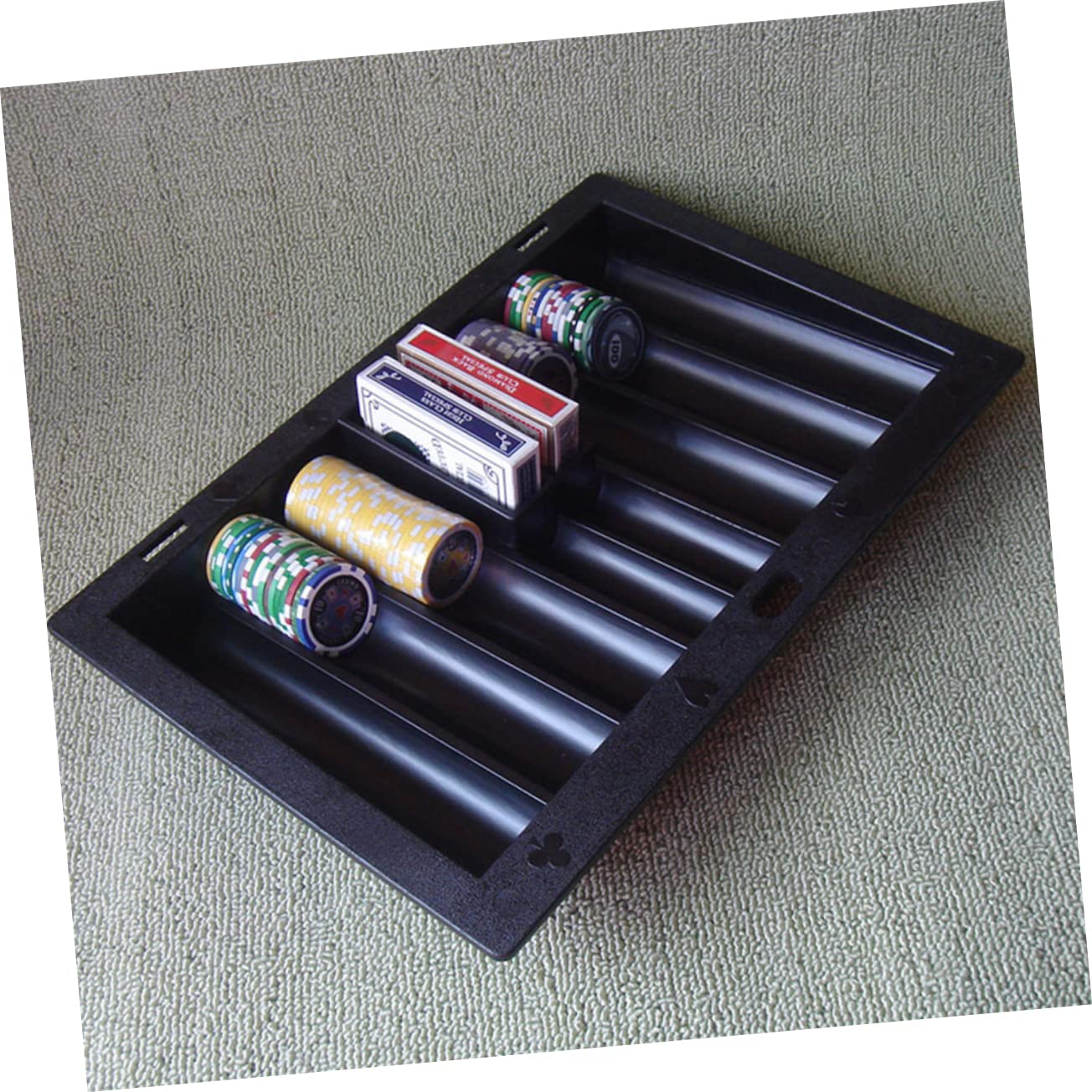 Texas Holdem Poker Chip Tray - Plastic Dealer Chip Holder for Casino Style Poker Games, Poker Night Accessories, and Home Game Tables - Perfect for Poker Tournaments, Card Games, and Casino Themed Parties
