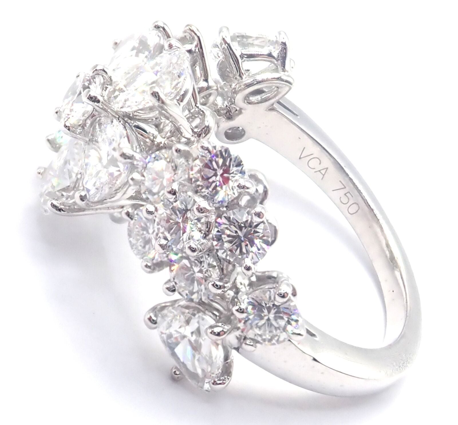 Authentic Van Cleef & Arpels Folie des Pres 18k White Gold Diamond Flower Ring - Luxury Jewelry for Weddings, Anniversaries & Special Occasions