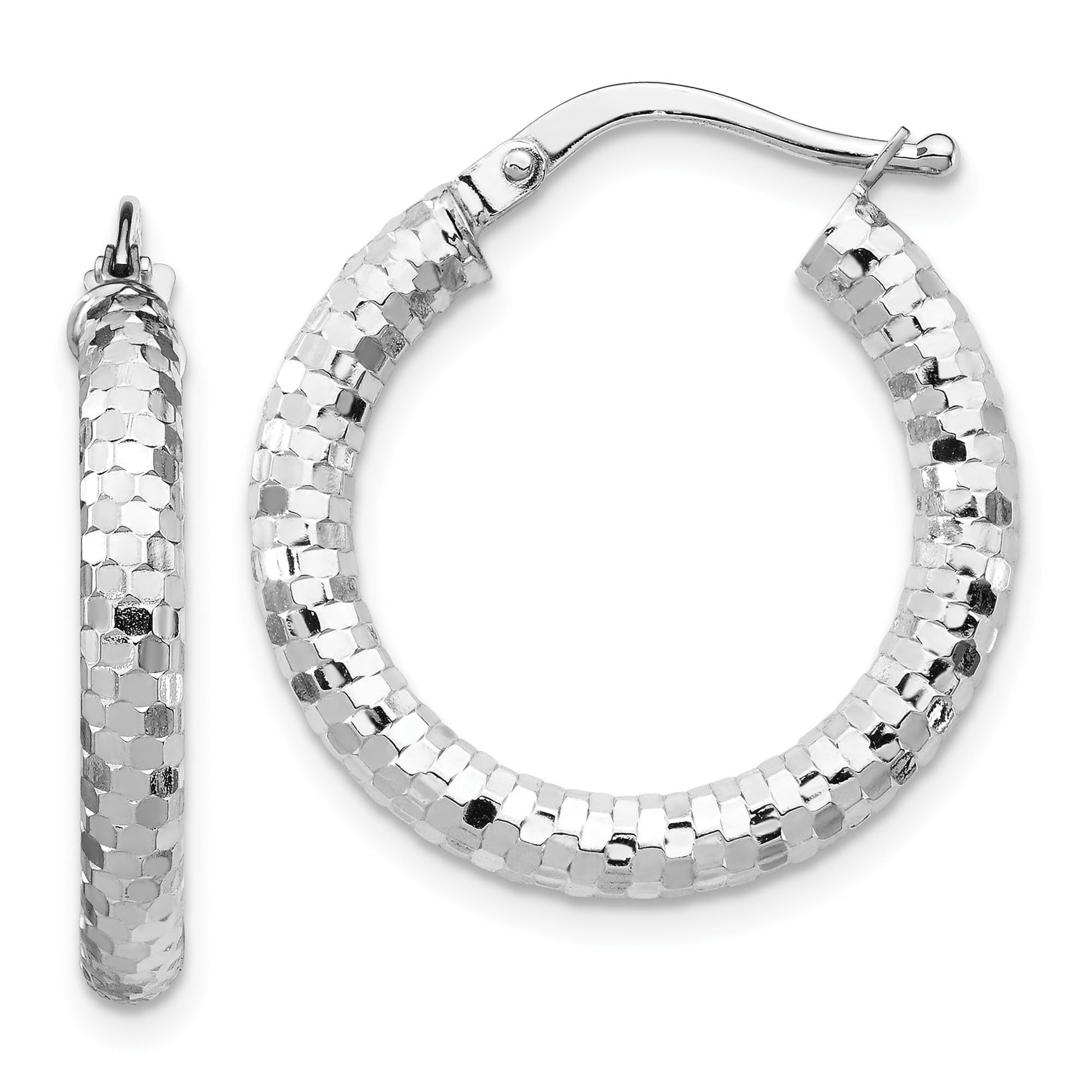 14K Solid White Gold Small Round Hoop Earrings for Women - Minimalist Everyday Jewelry for Work, Date Night & Gifting