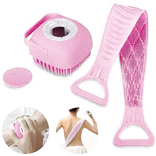 Premium Bath Brush with Soap Dispenser - Exfoliating Body Scrubber for Women & Men, Silicone Bath Scrub Belt Combo - Perfect for Spa, Shower & Deep Cleansing at Home