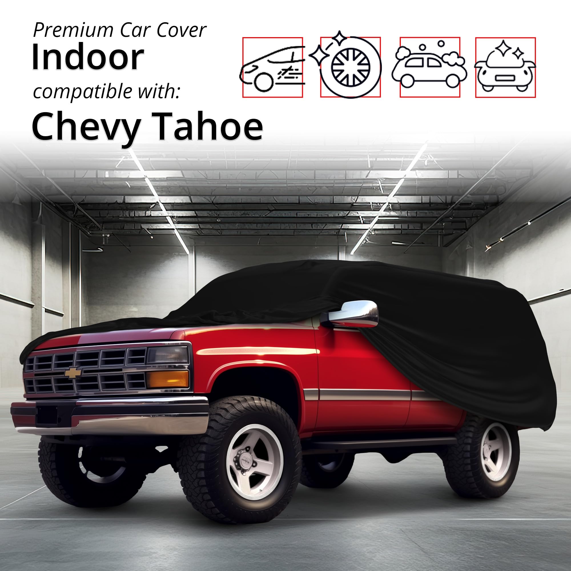 Scratch-Resistant Indoor SUV Car Cover for Chevrolet Tahoe 1995-1999 - Black Satin Ultra Soft Material with Warranty | Perfect for Garage Storage and Vehicle Protection