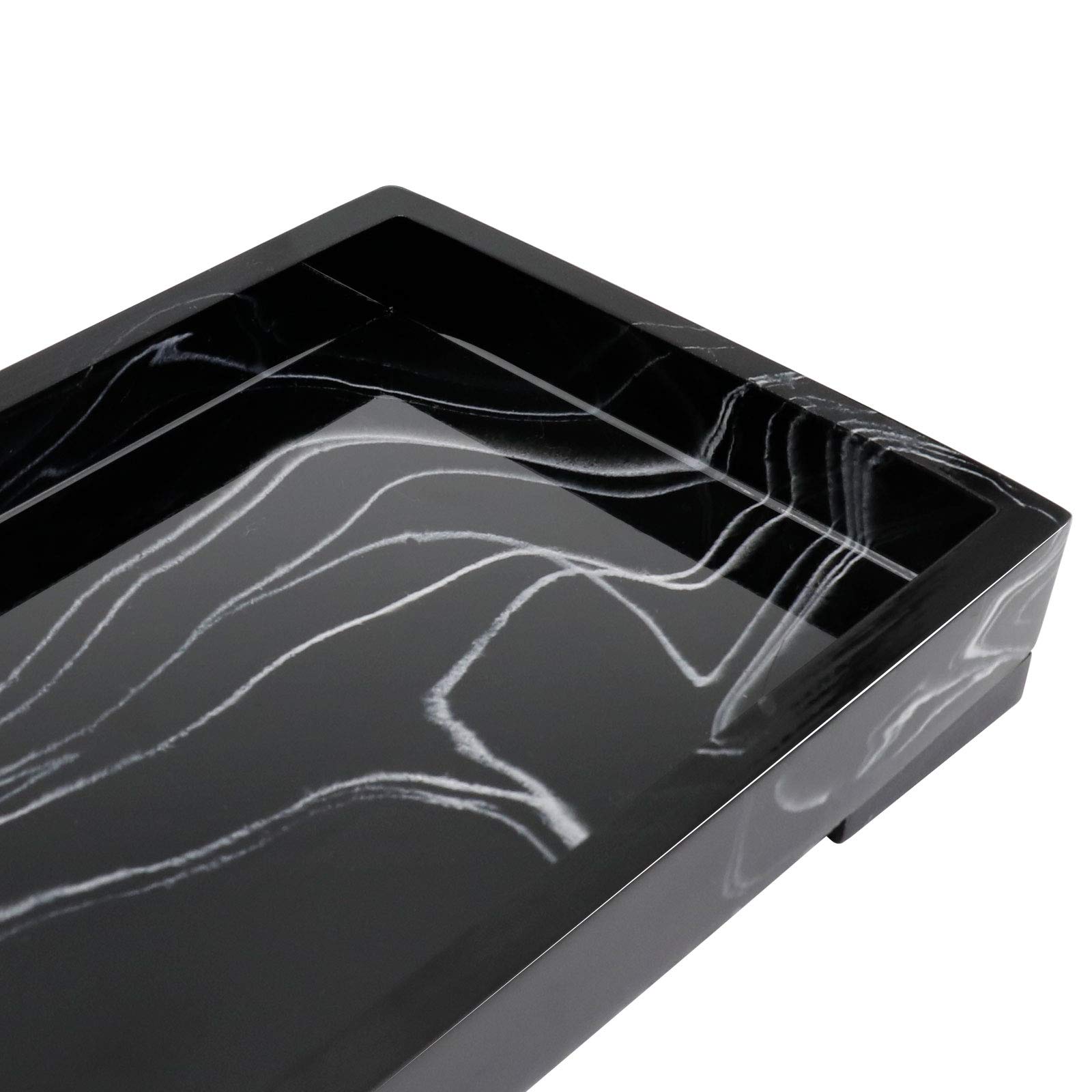 Jolitac Marble Bathroom Tray - Elegant Perfume & Jewelry Organizer with Key Holder | Decorative Ring Trinket Tray for Vanity, Kitchen Countertop, Coffee Table | Perfect for Tissues, Candles, Soap & Towels | Stylish Home & Bathroom Decor