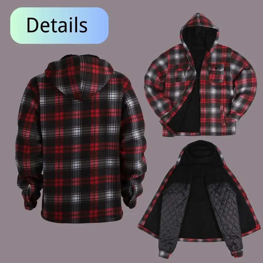 Men's Plaid Sherpa Lined Jacket - Warm Winter Flannel Shirt Jacket for Outdoor Activities & Casual Wear