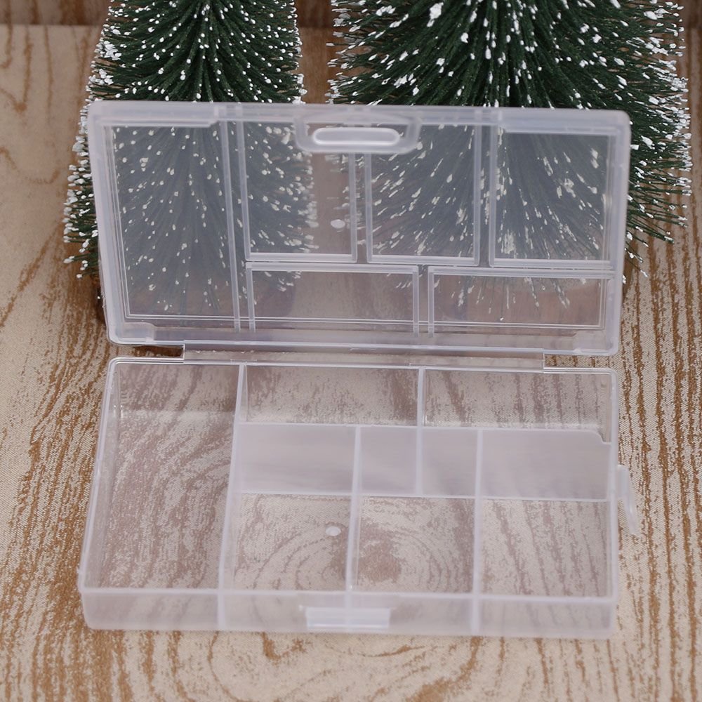 2 Pack Clear Plastic Jewelry Organizer Boxes with 6 Grid Dividers - Perfect for Earrings, Rings, Necklaces & Small Accessories Storage - Ideal for Travel, Home & Retail Display