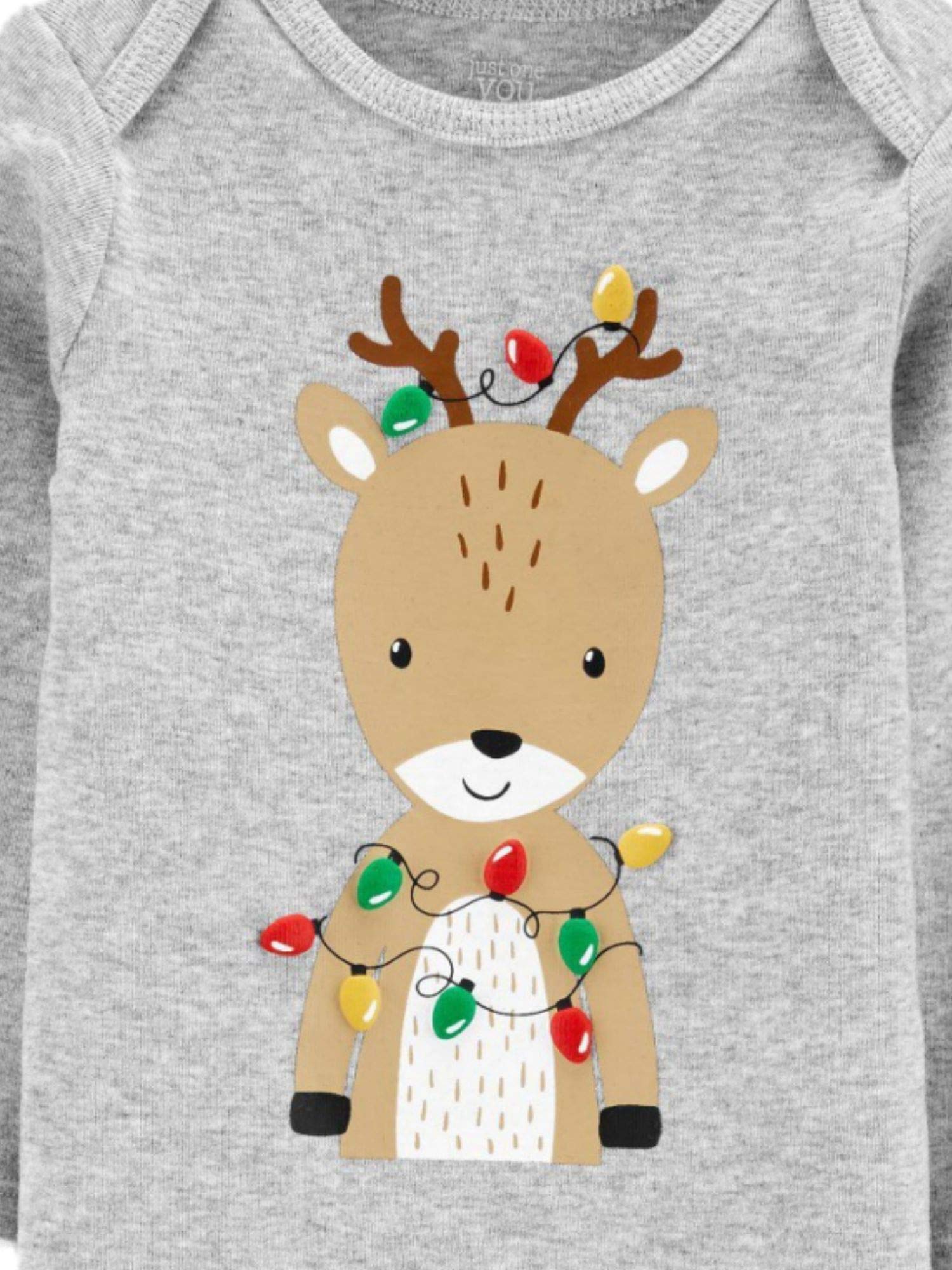 Carters Infant Boys Gray Reindeer Christmas Bodysuit Baby Creeper - Soft Cotton Holiday Outfit for Newborns & Toddlers - Perfect for Family Photos, Christmas Parties & Festive Celebrations