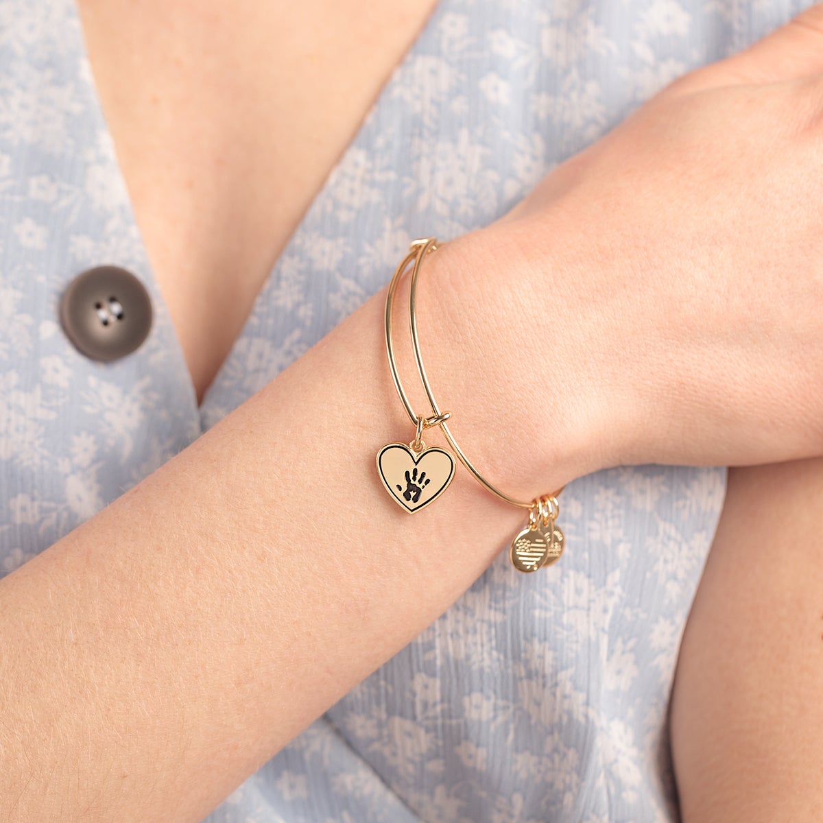 Forever Touched My Heart Charm Bangle - Sterling Silver Adjustable Bracelet for Women, Romantic Gift for Her - Perfect for Anniversaries, Valentine's Day & Special Occasions