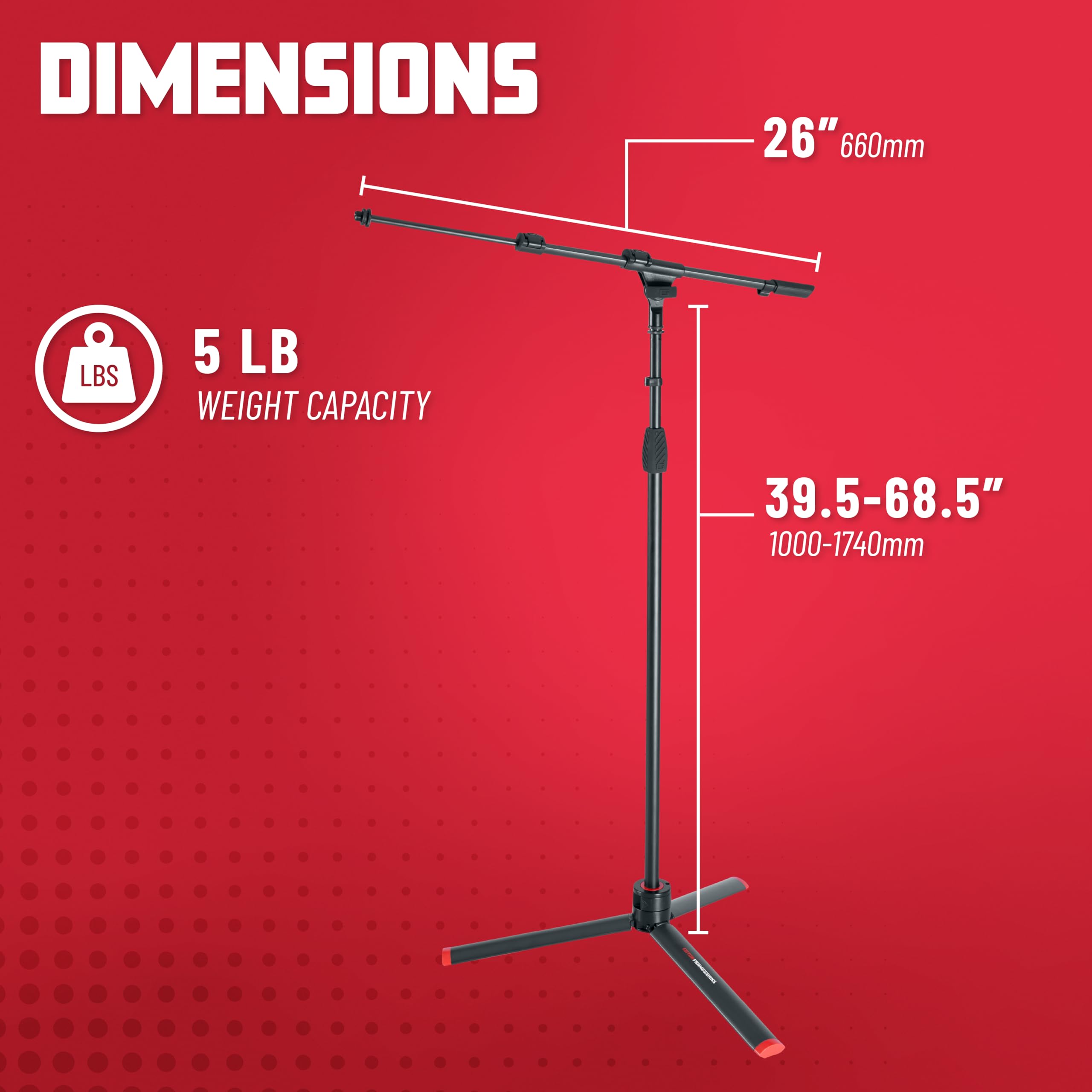 Gator Frameworks GFW-ID-MIC ID Series Adjustable Tripod Mic Stand with Boom Arm - Perfect for Podcasting, Live Streaming & Studio Recording