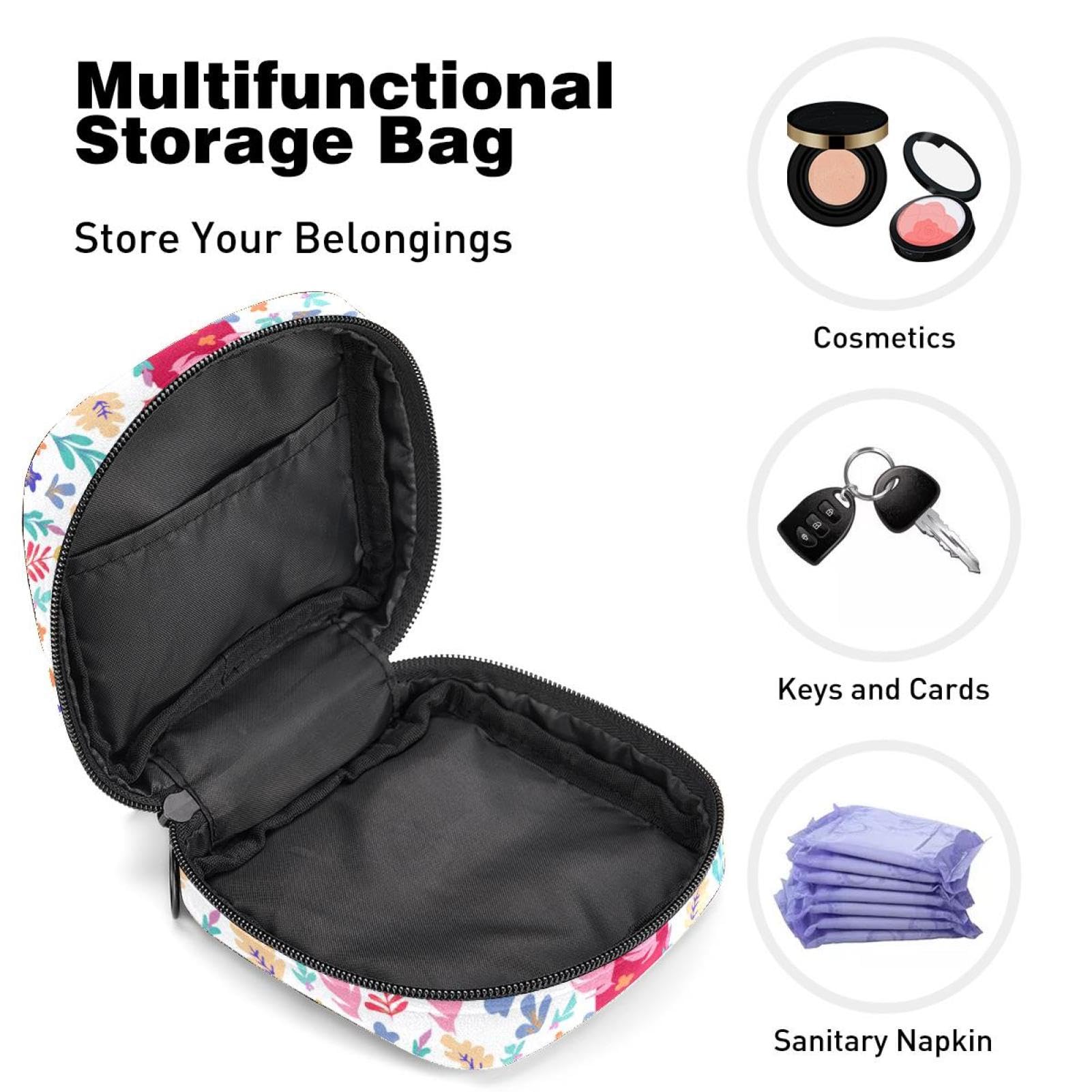 Waterproof Menstrual Cup Pouch & Sanitary Pad Organizer - Floral Print Travel Case for Women & Girls - Perfect for Gym, Office, and On-the-Go Use