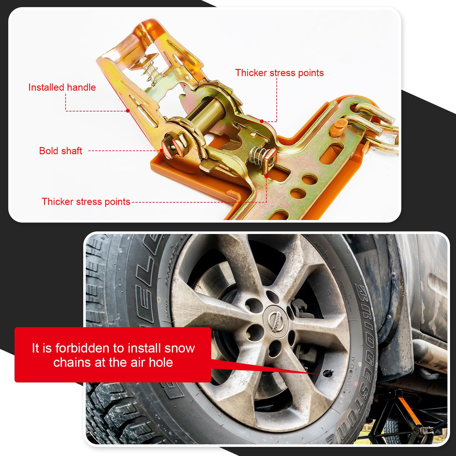 20 Pack Heavy Duty Snow Chains for SUV & Truck Tires (215-285mm) - Quick Fit Easy Installation, Thickened Anti-Skid Winter Tire Chains for Snowy & Icy Roads - Perfect for Mountain Driving, Winter Commuting, and Off-Road Adventures