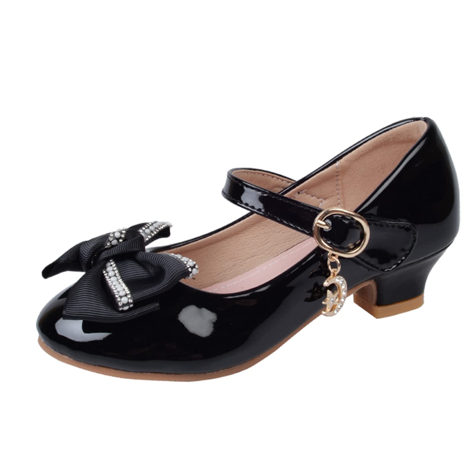 Synia Girls Leather Dress Shoes - Toddler Size 4, Comfortable Single Strap Ballet Flats for Weddings, Parties & Dance Classes | Premium Quality Kids Formal Shoes
