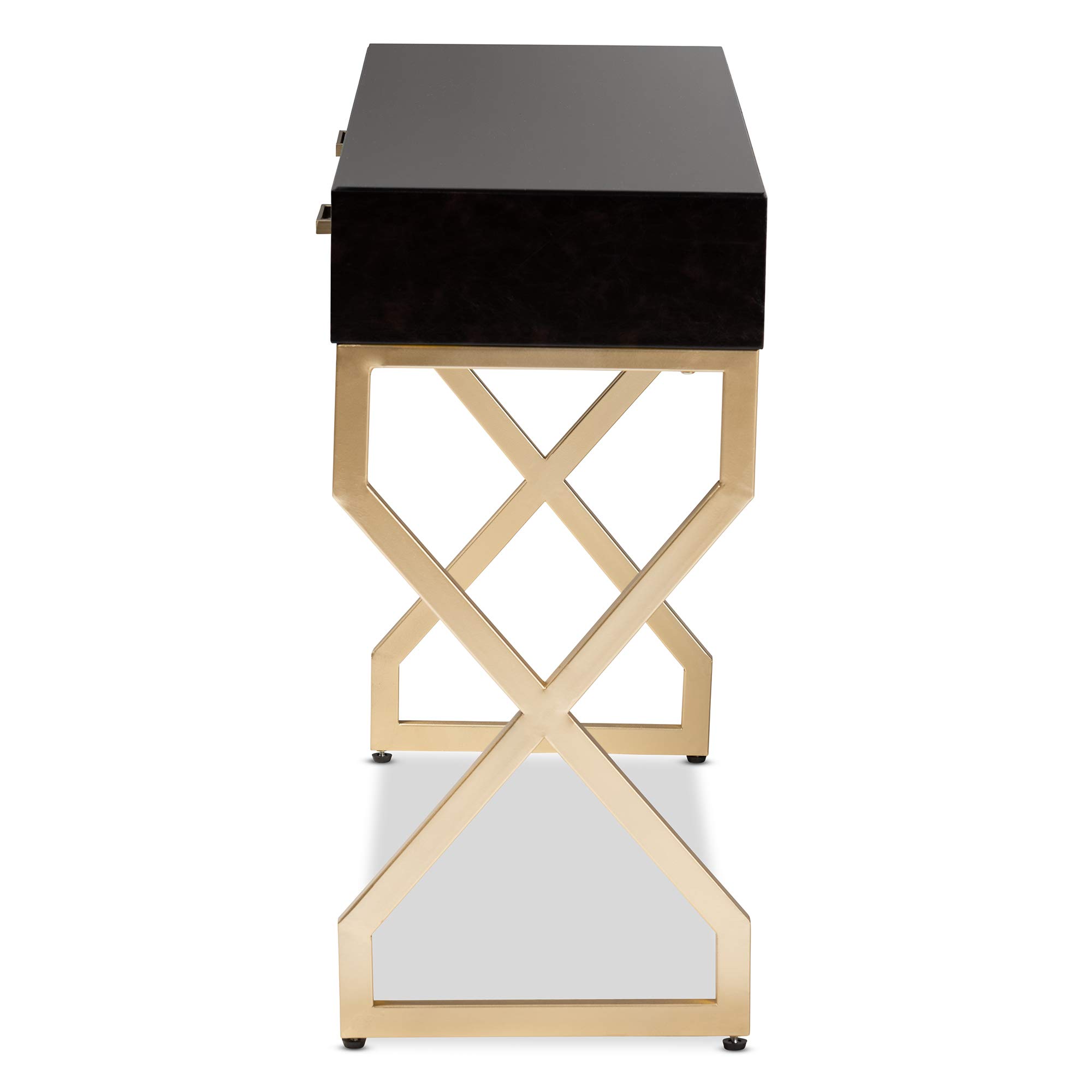 Baxton Studio Modern Console Table - Dark Brown & Gold Finish - Entryway, Living Room, Hallway Furniture for Home Decor