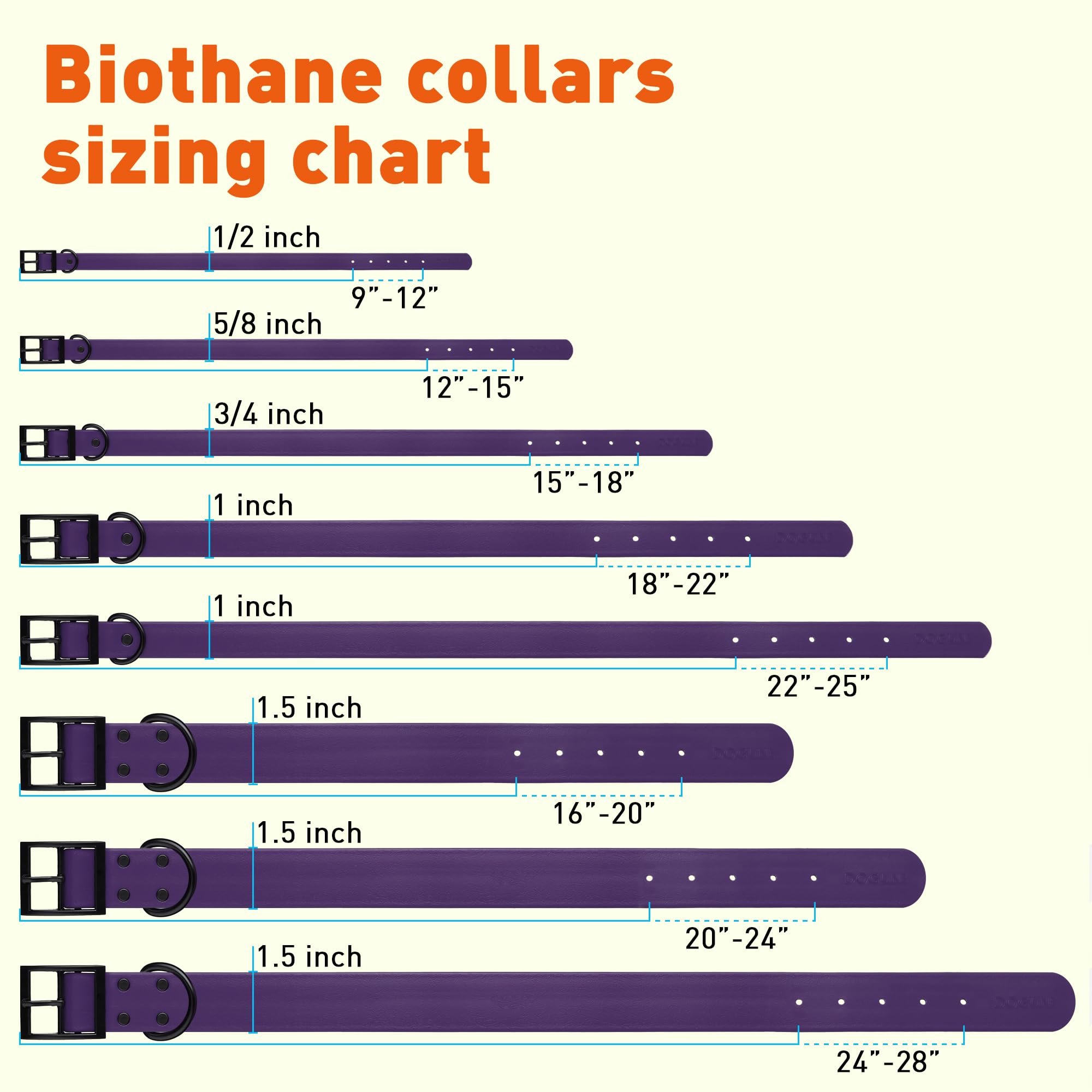 Premium Waterproof Biothane Dog Collar - Heavy Duty Coated Nylon Webbing with Black Hardware | Odor-Resistant, Easy to Clean & Low Maintenance | Perfect for Small, Medium & Large Dogs | Violet Purple | Ideal for Swimming, Hiking & Outdoor Adventures