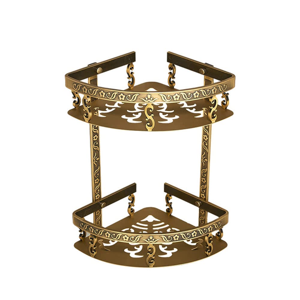 VVW&LIU Antique Brass Bathroom Accessories Set - Towel Bar, Toilet Paper Holder, Soap Holder & Toilet Brush Holder - Vintage Bathroom Shelves for Classic Home Decor - Perfect for Powder Rooms, Guest Baths & Luxury Master Bathrooms