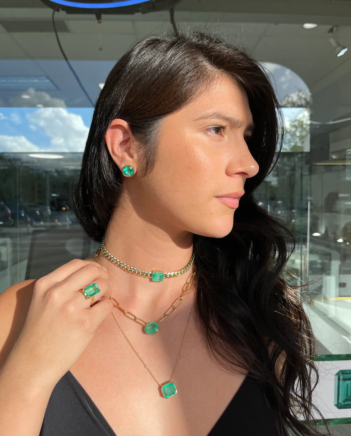 8.35tcw Large Colombian Emerald Cut Solitaire Statement Necklace in 14K Gold - Elegant Jewelry for Weddings, Parties & Special Occasions