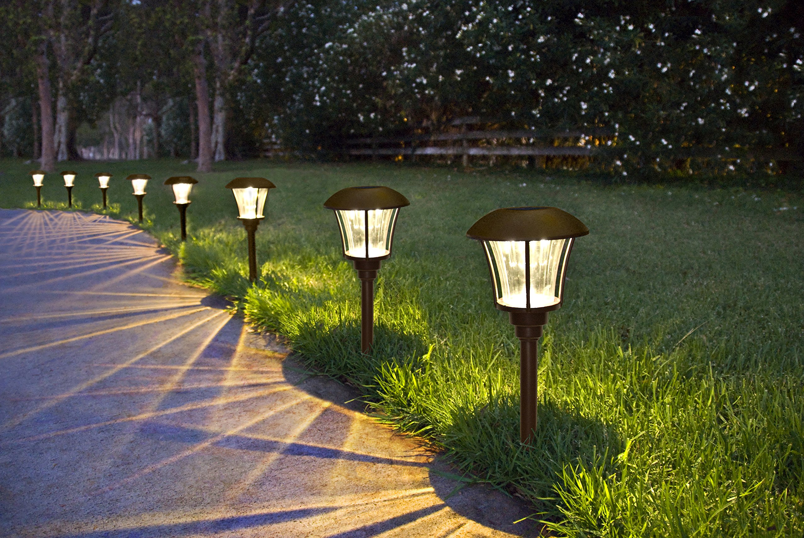 Alpan 10192 8 LED Solar Pathway Lights - Weatherproof Outdoor Landscape Lighting for Garden, Walkway, Driveway - Oil Rubbed Bronze Finish - Ideal for Patio, Yard, and Sidewalk Decor