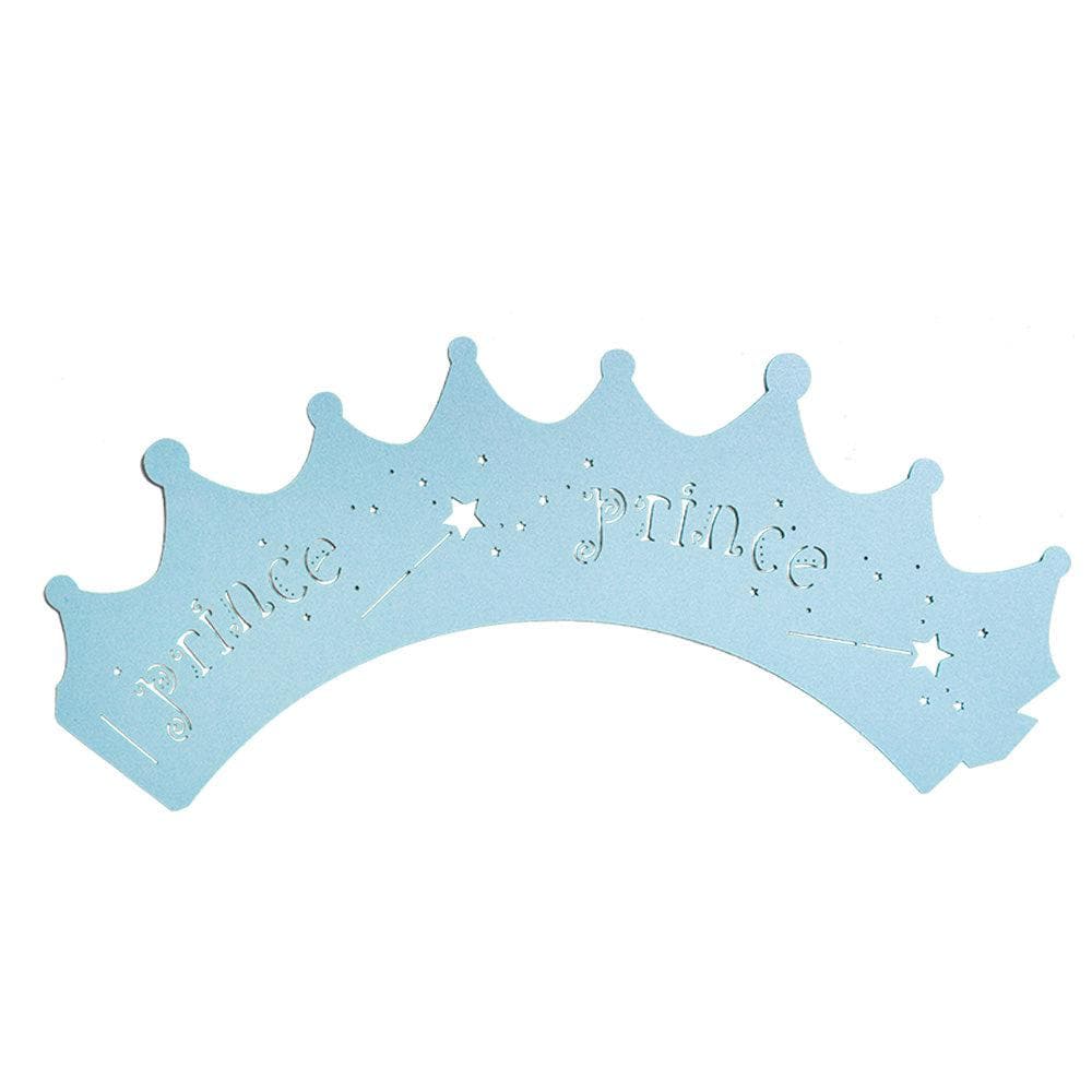 Royal Baby Blue Little Prince Crown Cupcake Wrappers & Liners - Elegant Birthday Party Decorations for Baby Showers, Christenings & 1st Birthday Celebrations