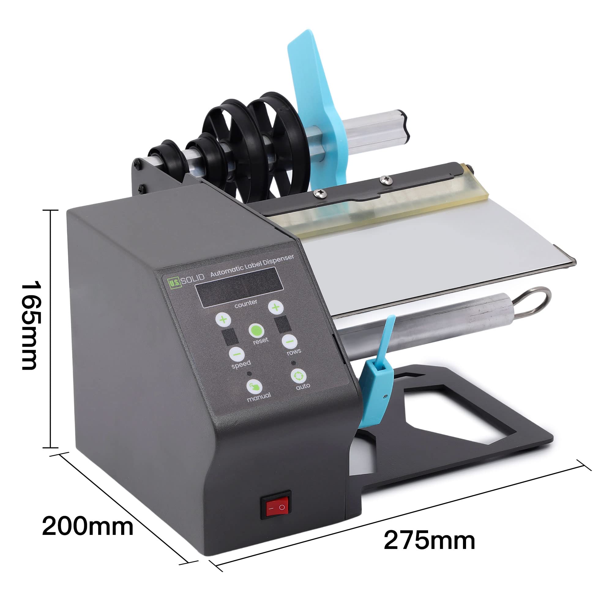 U.S. Solid Automatic Label Dispenser for Rolls & Fanfold Labels - Electric Label Applicator for Translucent/Opaque Labels with Counter & Adjustable Speed - Max 7