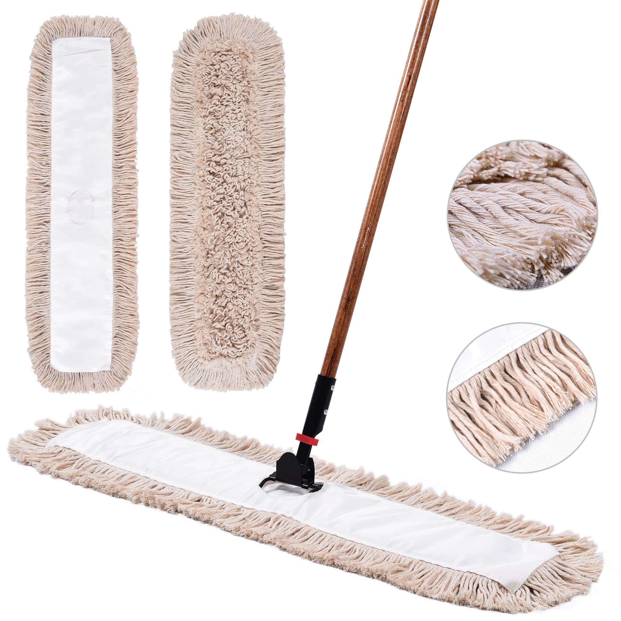 Matthew Cleaning 36'' Cotton Dust Mop Refill - Washable Thick Tufted Replacement Heads (12 Pack) for Hardwood, Laminate & Concrete Floors | Fits All 36'' Dust Mop Frames | Ideal for Home, Office & Commercial Cleaning