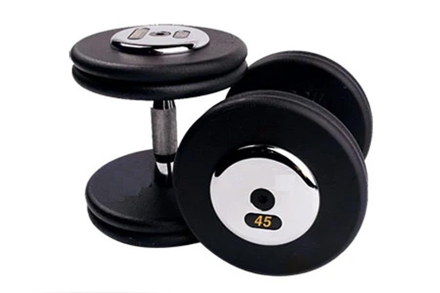 Warrior Black Pro Style Dumbbells with Chrome Caps - Premium Home Gym Equipment for Strength Training & Fitness Workouts
