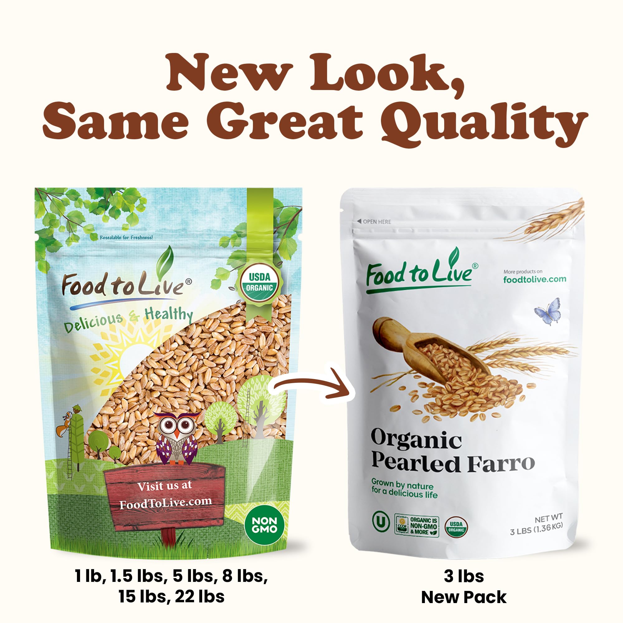 Organic Italian Pearled Farro 1.5 lb | Non-GMO, Kosher, Vegan Whole Grain | High Fiber & Protein | No Sodium or Sugar | Perfect for Salads, Soups & Healthy Meal Prep