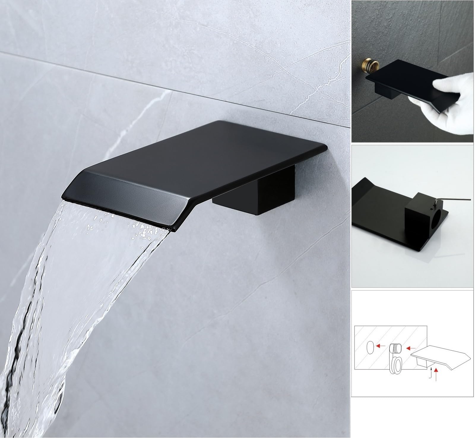 Premium Matte Black Bathtub Shower System - 8 Inch Rainfall Shower Head & Handheld Sprayer Combo for Luxurious Bathroom Upgrade | Perfect for Modern Homes & Spa-Like Experience