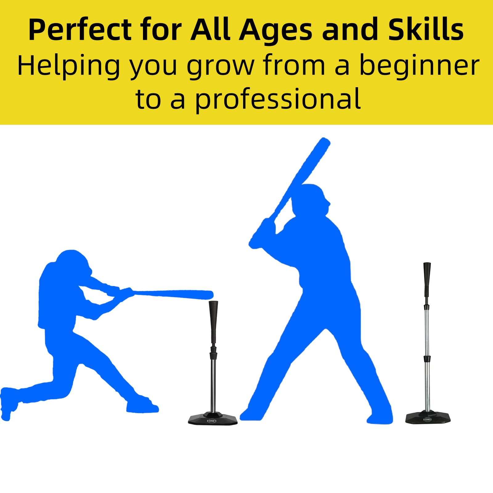 Adjustable Baseball Batting Tee for Kids & Adults - Portable Hitting Tee with Weighted Base (24