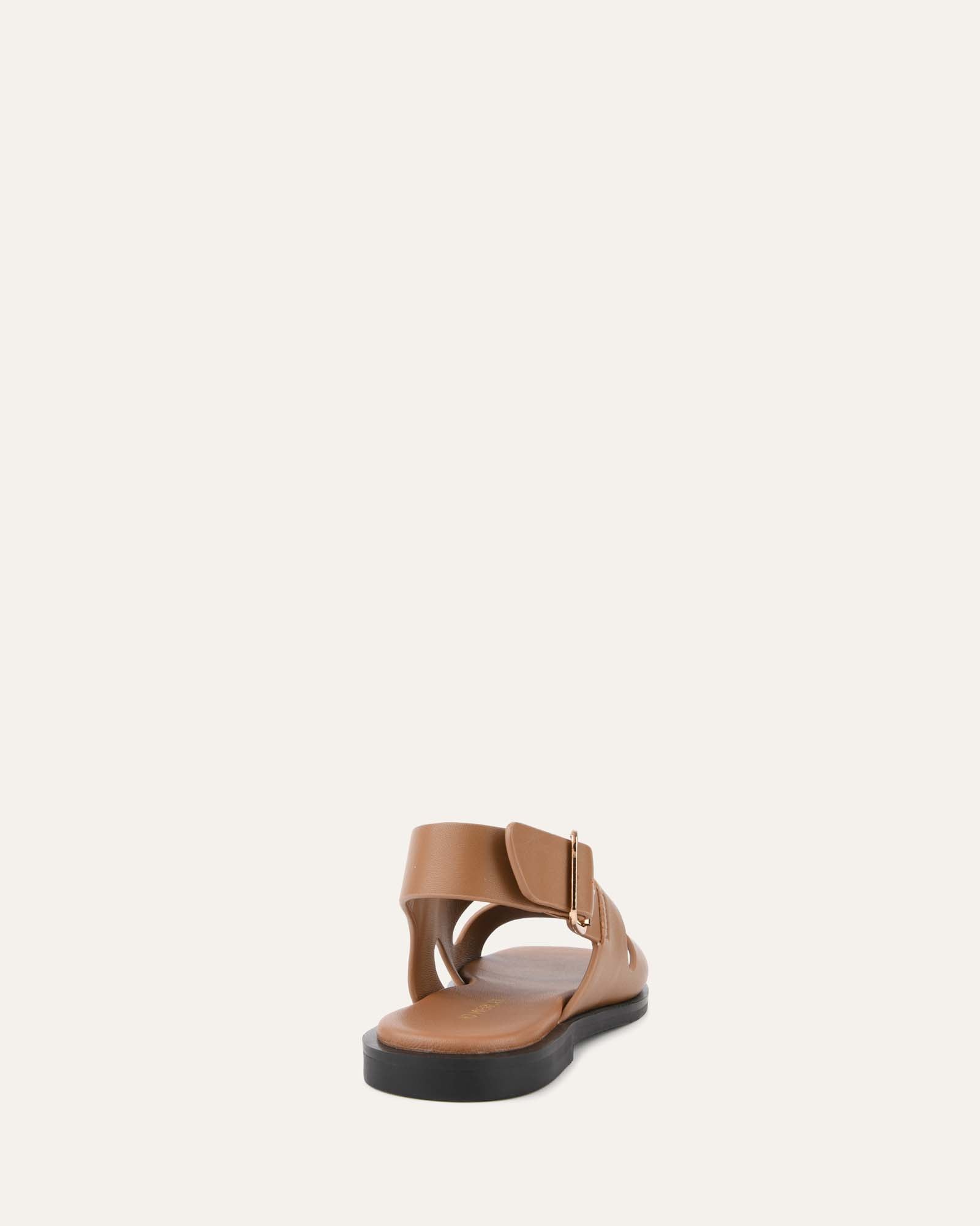 Sadie Flat Sandals for Women - Genuine Caramel Leather Comfortable Summer Slides - Perfect for Beach, Vacation, and Casual Outings