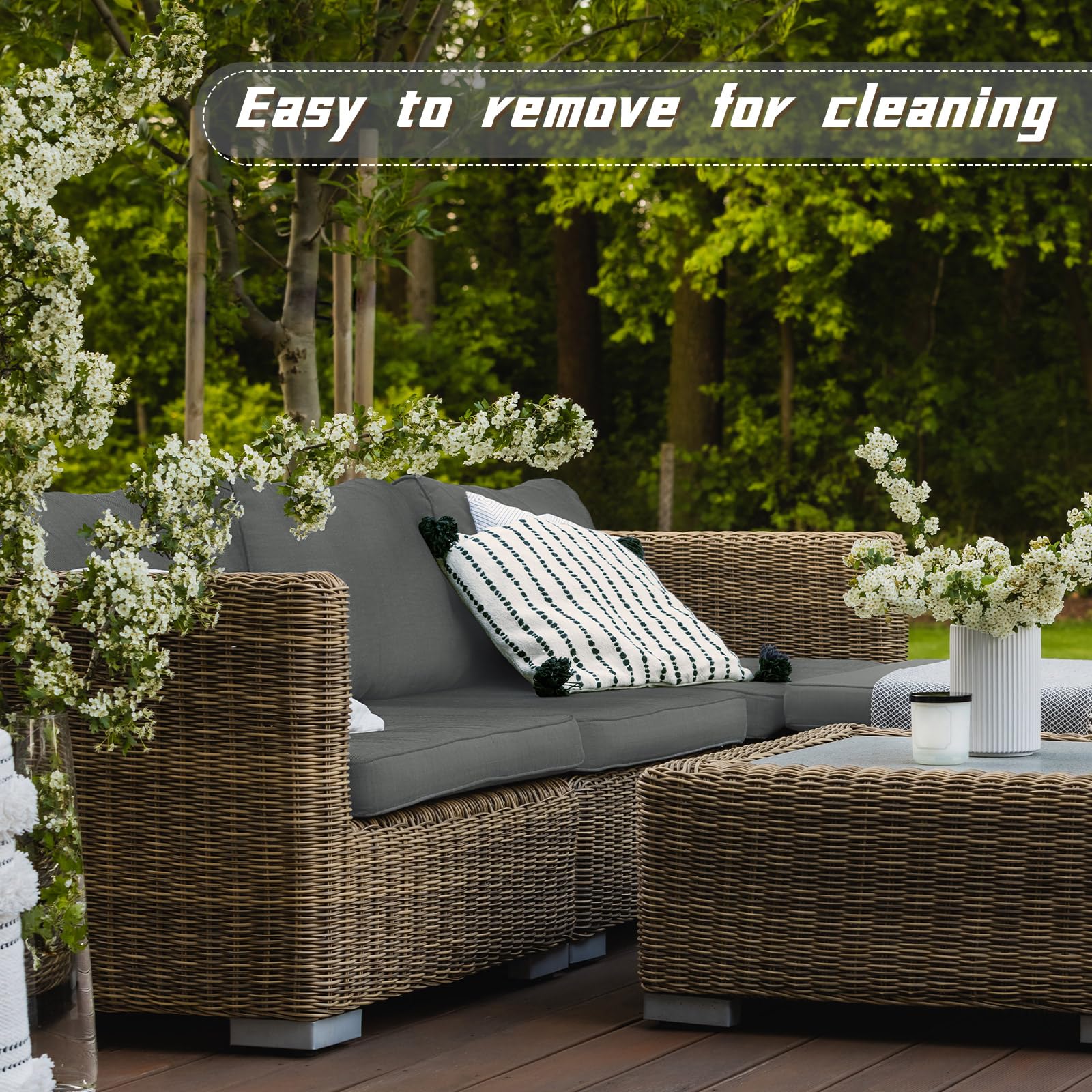 **Patelai 11-Piece Outdoor Patio Cushion Slipcovers - Waterproof Replacement Covers for Sectional Sofa, Couch & Furniture (3 Sizes, Gray) - Perfect for Backyard, Deck & Poolside Relaxation**