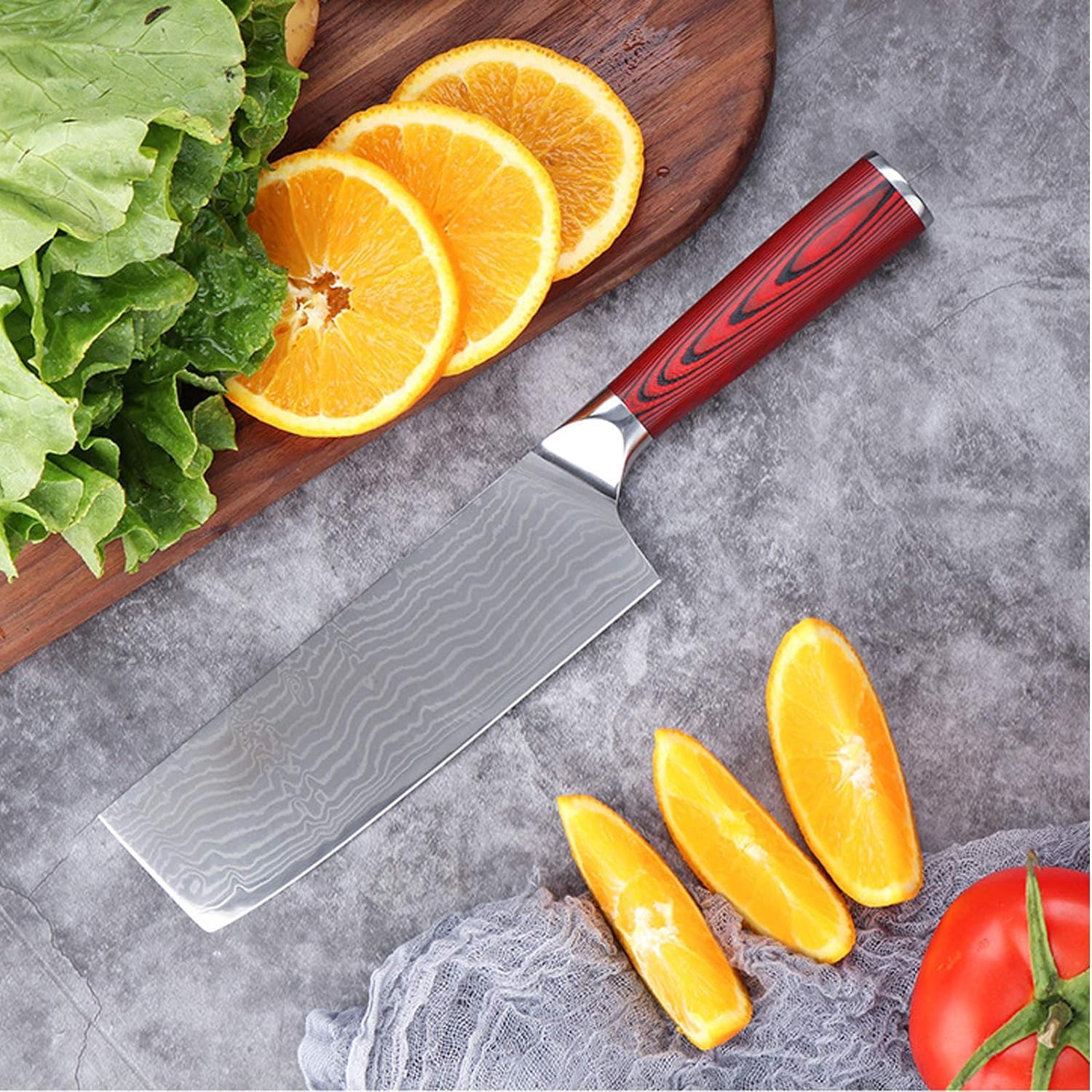 Jasni Professional 7-Inch Japanese Nakiri Knife - High Carbon VG10 Damascus Steel, Ultra Sharp 67-Layer Forged Blade - Perfect for Chopping Vegetables, Fruits & Sushi Preparation - Ideal for Home Chefs & Professional Kitchens
