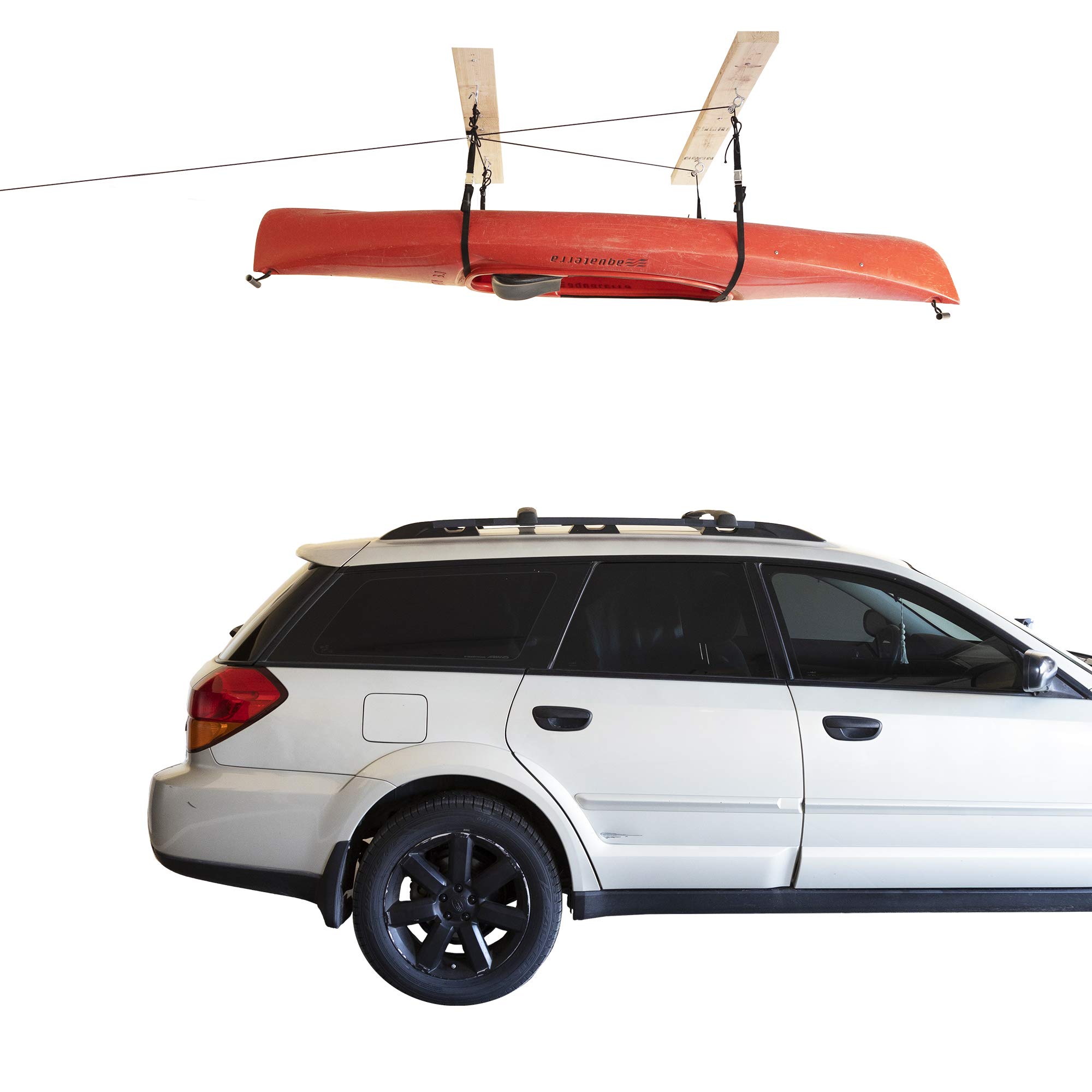 HARKEN Kayak Overhead Garage Storage Hoist - Self-Leveling Anti-Drop System for Safe & Easy One-Person Operation | Smart Garage Organization for Kayaks, Canoes & Paddleboards | Perfect for Small Spaces & Water Sports Enthusiasts