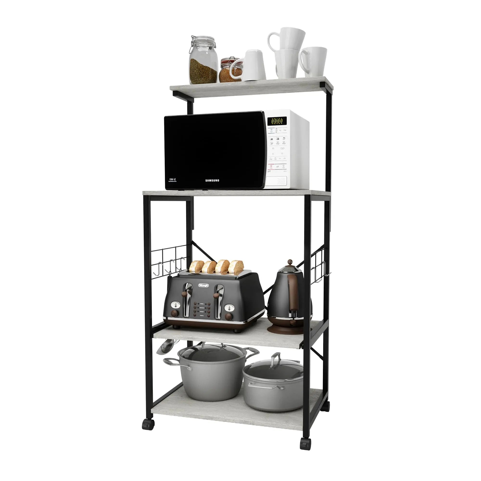 Bestier 4-Tier Rolling Baker's Rack with Wheels - Heavy Duty Metal Kitchen Storage Shelf for Baking, Cooking & Organizing Spices, Utensils, Cookbooks | Perfect for Small Kitchens, Pantries & Restaurants