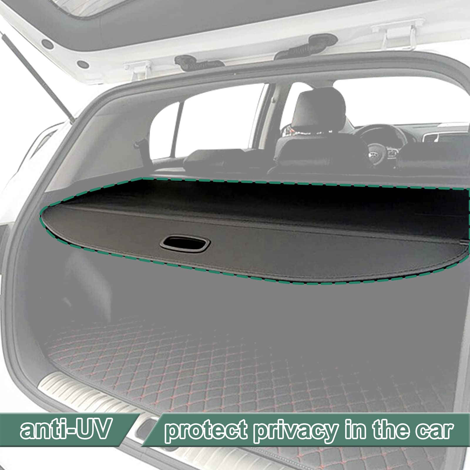 2021-2025 Ford Bronco Sport Waterproof Retractable Cargo Cover - Black Rear Trunk Security Shade for Storage Protection | Perfect for Road Trips, Camping & Outdoor Adventures