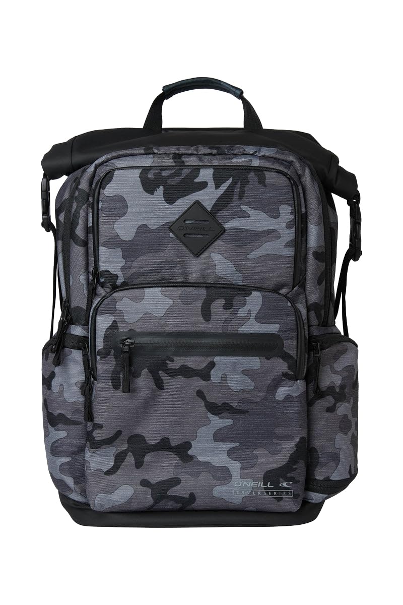 O'NEILL Men's Odyssey Traveler 37L Backpack - Black Camo | Lightweight Durable Hiking Backpack for Camping, Travel & Outdoor Adventures