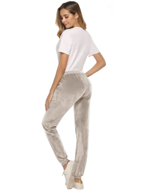 Women's Casual Velvet Jogger Pants - Soft Lounge Pants for Relaxing at Home, Running Errands & Yoga