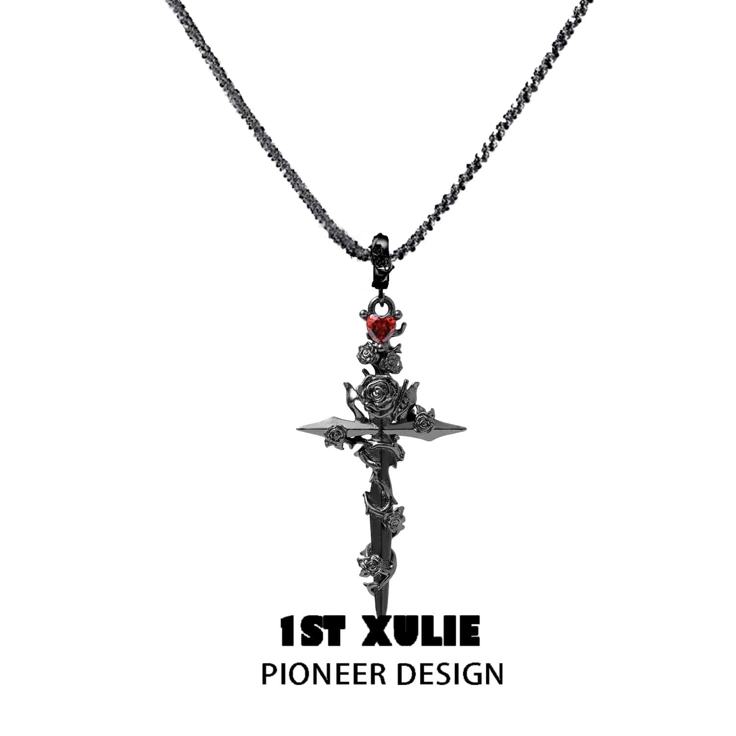 18K Gold Plated Sword Necklace for Women - Elegant Rose Design, 24K Gold & Platinum Options - Perfect for Gifts, Cosplay, and Medieval-Themed Events