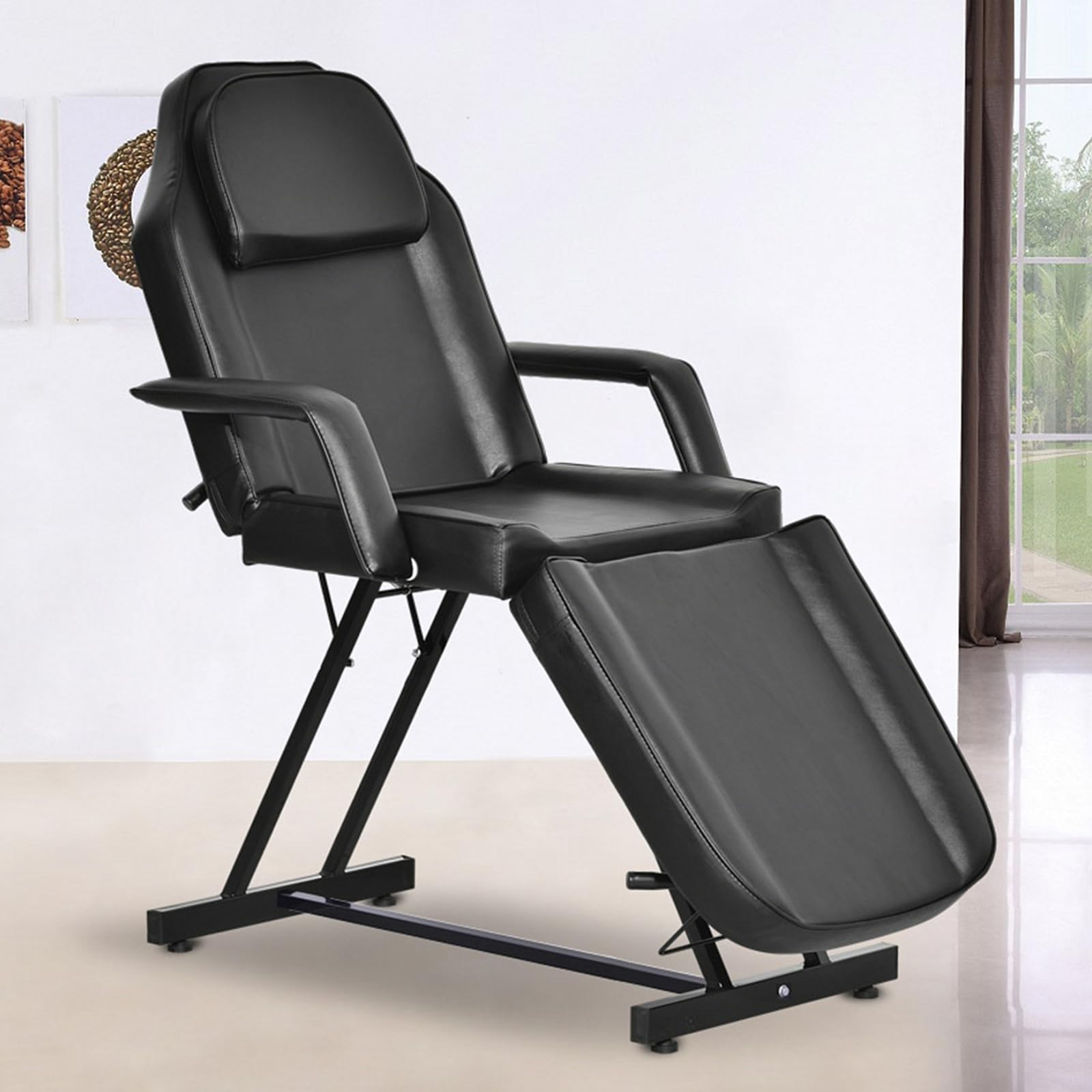 Professional 3-Section Folding Massage Table - Adjustable Tattoo Bed & Facial Chair for Estheticians - 73 Inch Portable Spa Table (Black) - Perfect for Massage Therapy, Tattoo Parlors & Beauty Salons