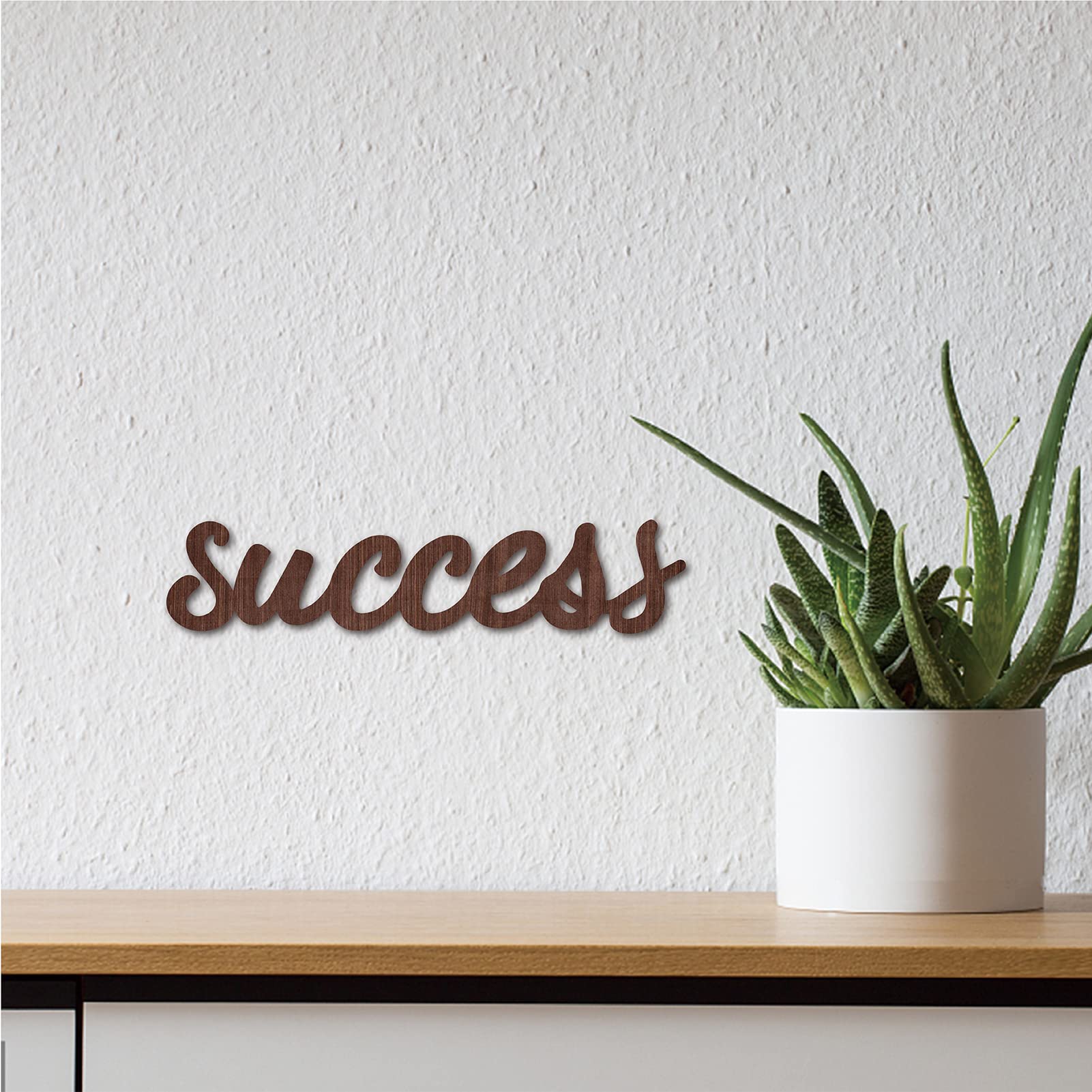 CREATCABIN Wooden Success Letter Cutout Sign - Rustic Farmhouse Wall Art Decor for Home, Housewarming Gift, Front Door & Entryway Decoration - Brown, 11.9 x 2.6 Inch - Perfect for Office Motivation & Living Room Inspiration