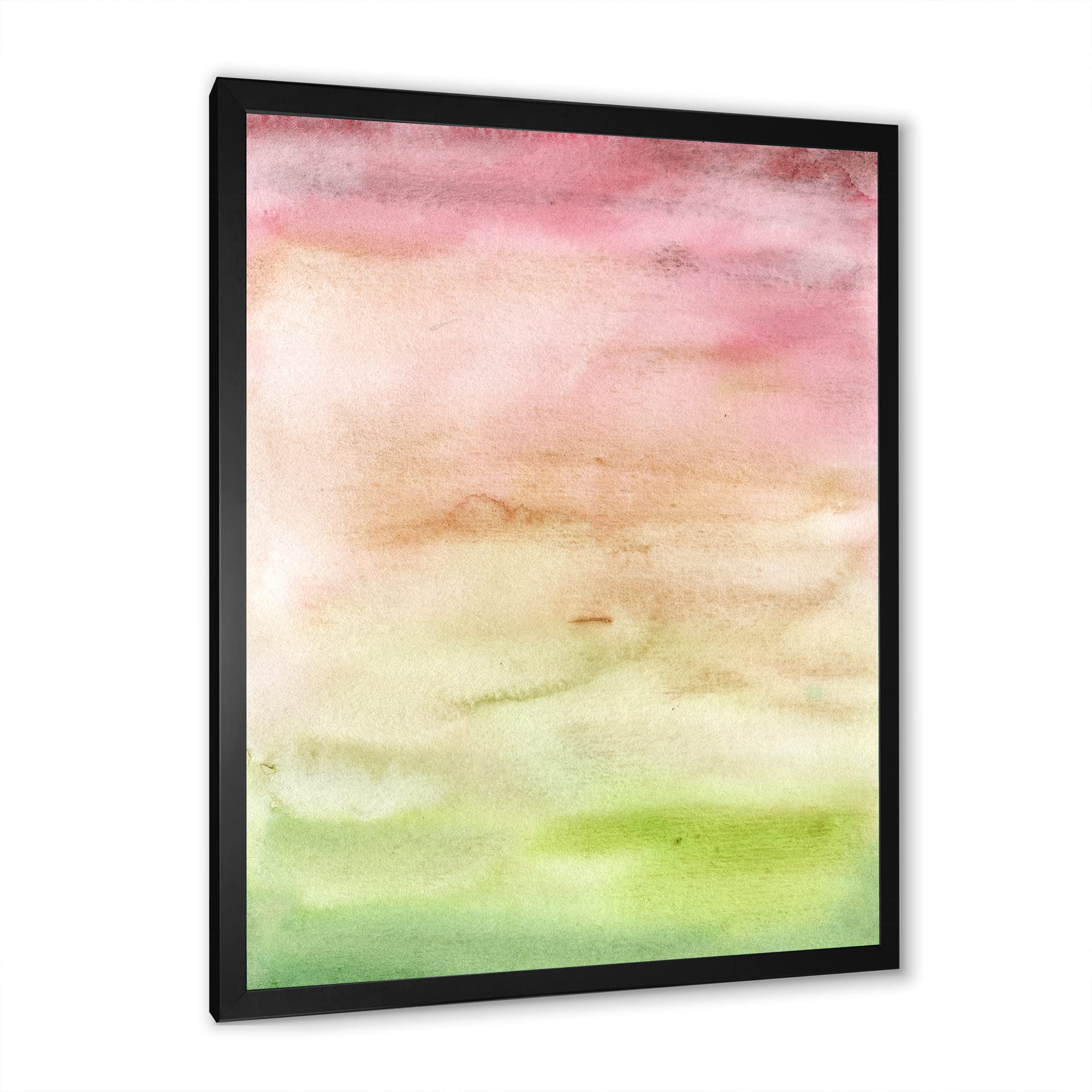 Abstract Sunset Wall Art - Pink Beige & Green Modern Framed Painting for Living Room, Bedroom & Office Decor | Contemporary Home & Office Wall Decor