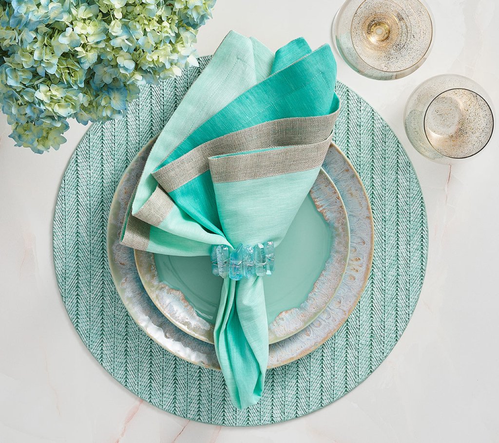 Premium Herringbone Pattern Placemats Set of 4 - Waterproof & Heat Resistant Table Mats for Dining, Kitchen, and Holiday Decor