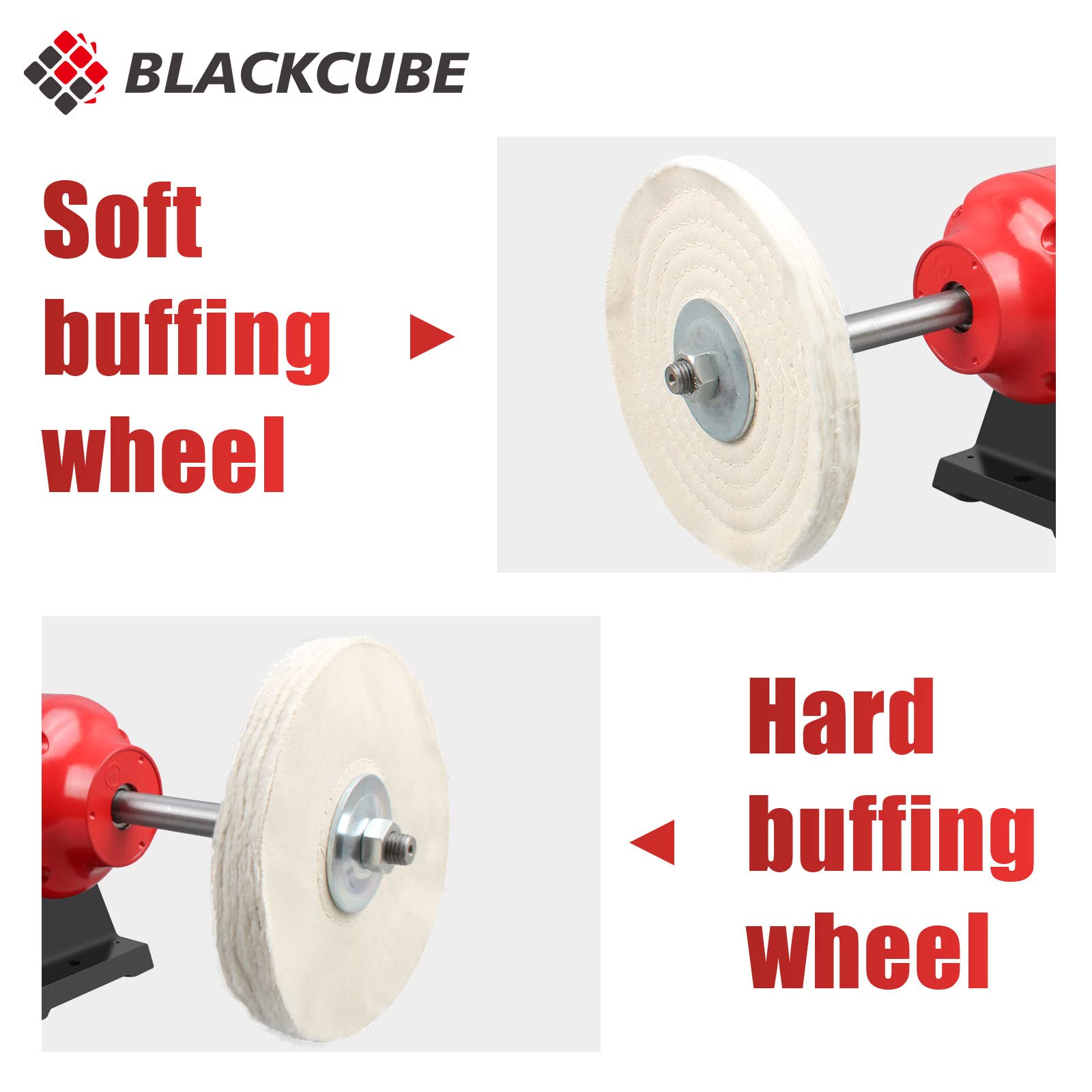 BLACKCUBE 8 Inch Bench Buffer Polisher Motor with Dual Buffering Wheels - Benchtop Polishing Machine for Jewelry, Metal, Wood & Plastic - Perfect for Knife Sharpening & DIY Projects (Workshop, Jewelry Making, Metal Finishing)