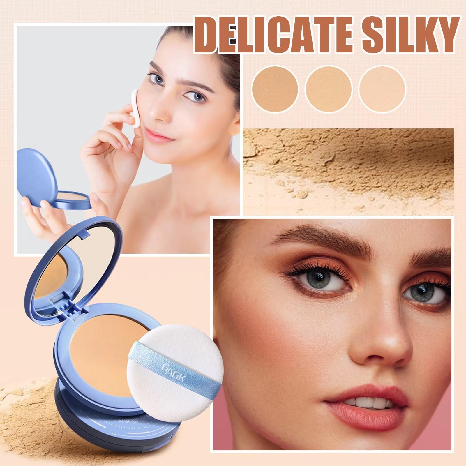 Gagk Matte Perfection Pressed Powder - Waterproof & Oil Control Setting Powder for Soft Focus Finish (#02 Natural Beige, 10g) | Lightweight Face Powder for Summer Makeup, Long-Lasting Matte Look | Perfect for Daily Wear, Outdoor Activities & Photography