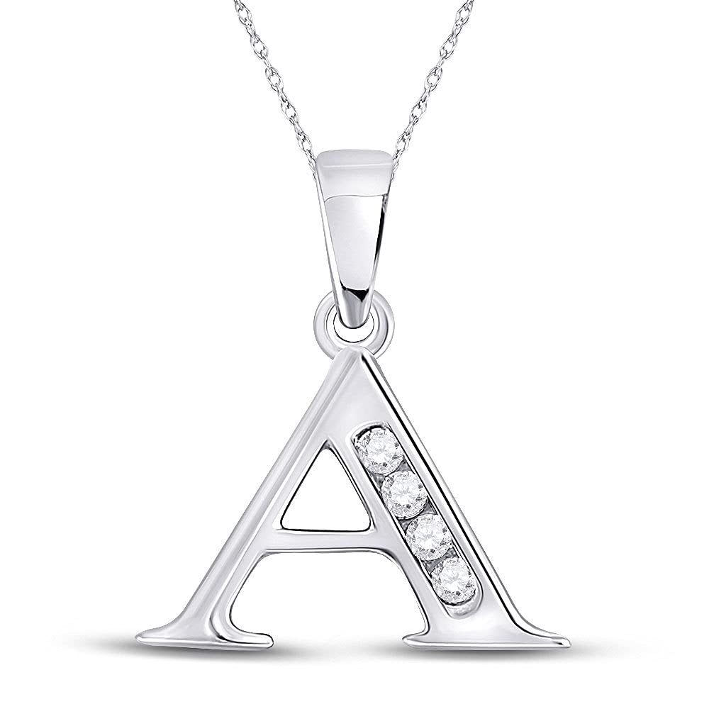 10K White Gold Women's Round Diamond Initial 